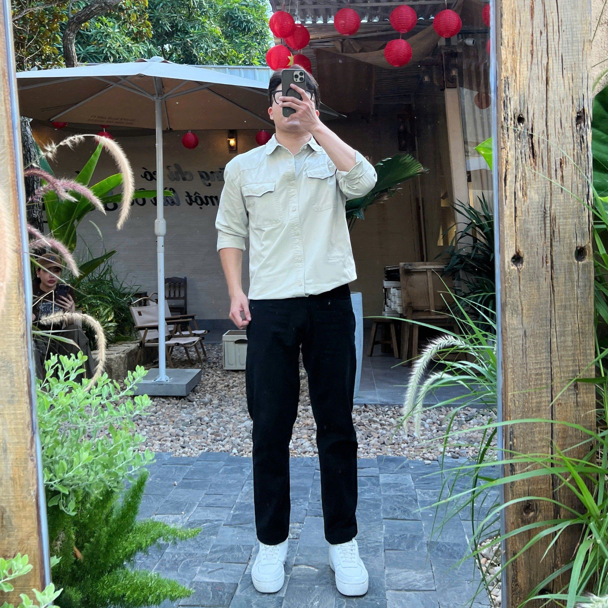  [ẢNH THẬT] Áo Sơ Mi Kaki Dài Tay Nam Túi Ngực 8879 