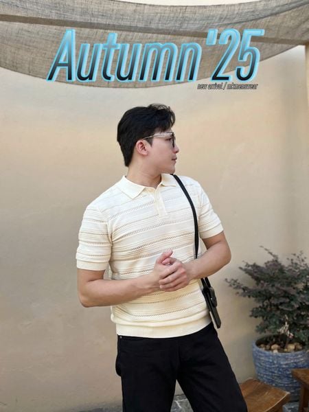  [ẢNH THẬT] Áo Polo Len Nam Ngắn Tay Vân Ngang 4158 