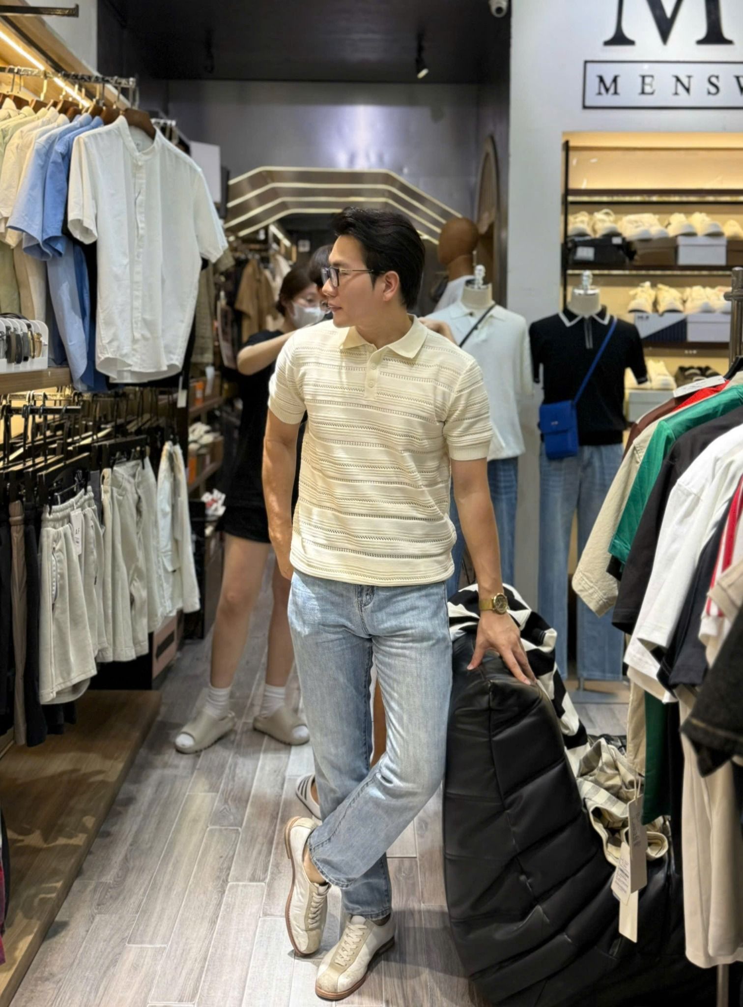  [ẢNH THẬT] Áo Polo Len Nam Ngắn Tay Vân Ngang 4158 