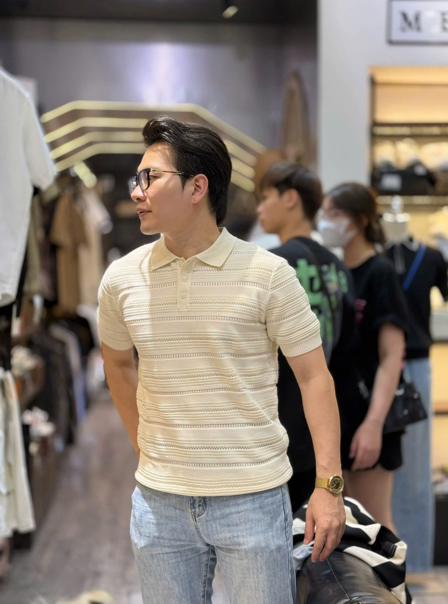  [ẢNH THẬT] Áo Polo Len Nam Ngắn Tay Vân Ngang 4158 