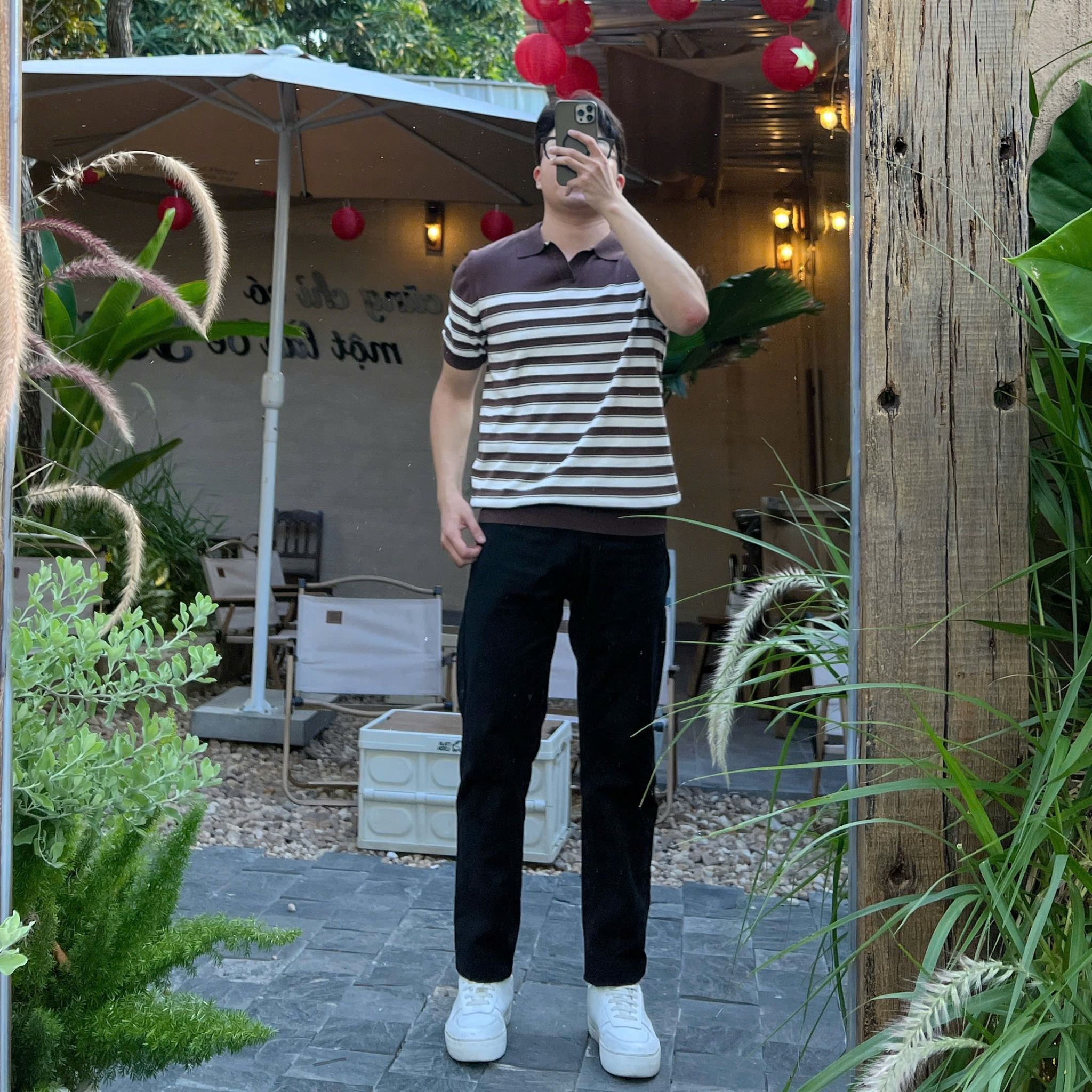  [ẢNH THẬT] Áo Polo Len Nam Ngắn Tay Kẻ Ngang Cổ V B2003 