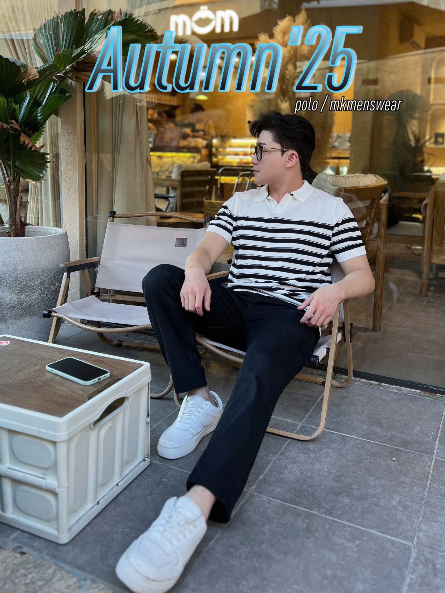  [ẢNH THẬT] Áo Polo Len Nam Ngắn Tay Kẻ Ngang Cổ V B2003 