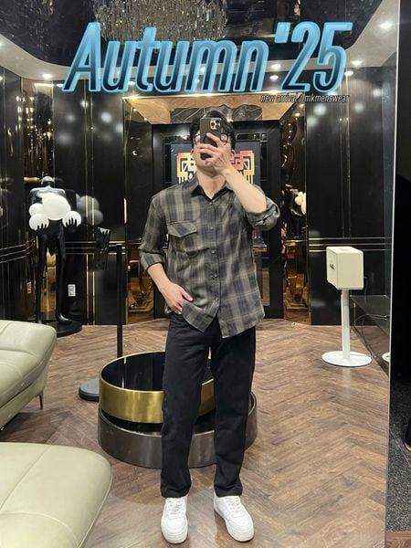  [ẢNH THẬT] Sơ Mi Dài Tay Nam Kẻ Caro 8106 