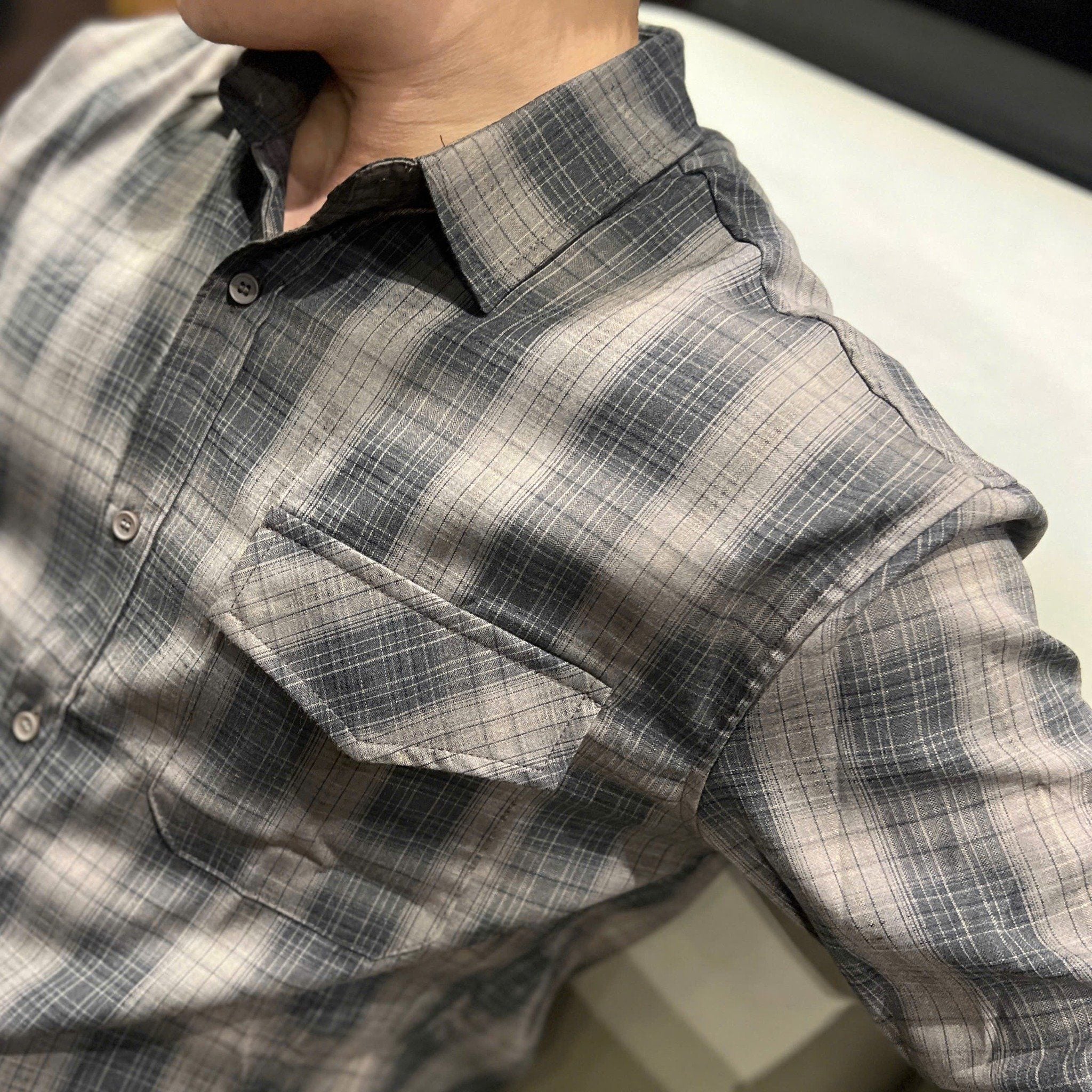  [ẢNH THẬT] Sơ Mi Dài Tay Nam Kẻ Caro 8106 