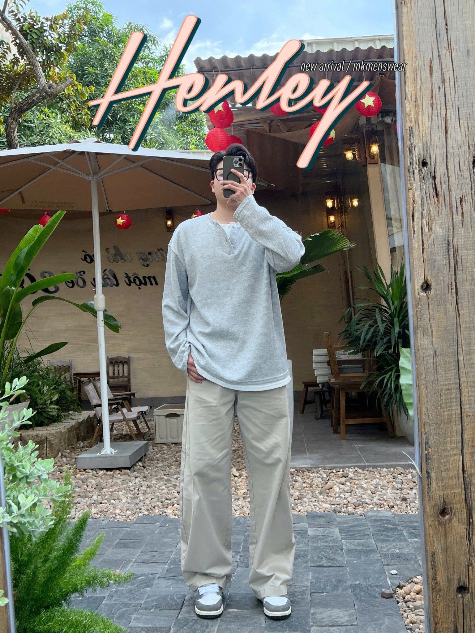  [ẢNH THẬT] Áo Dài Tay Henley Nam Trơn 18891 