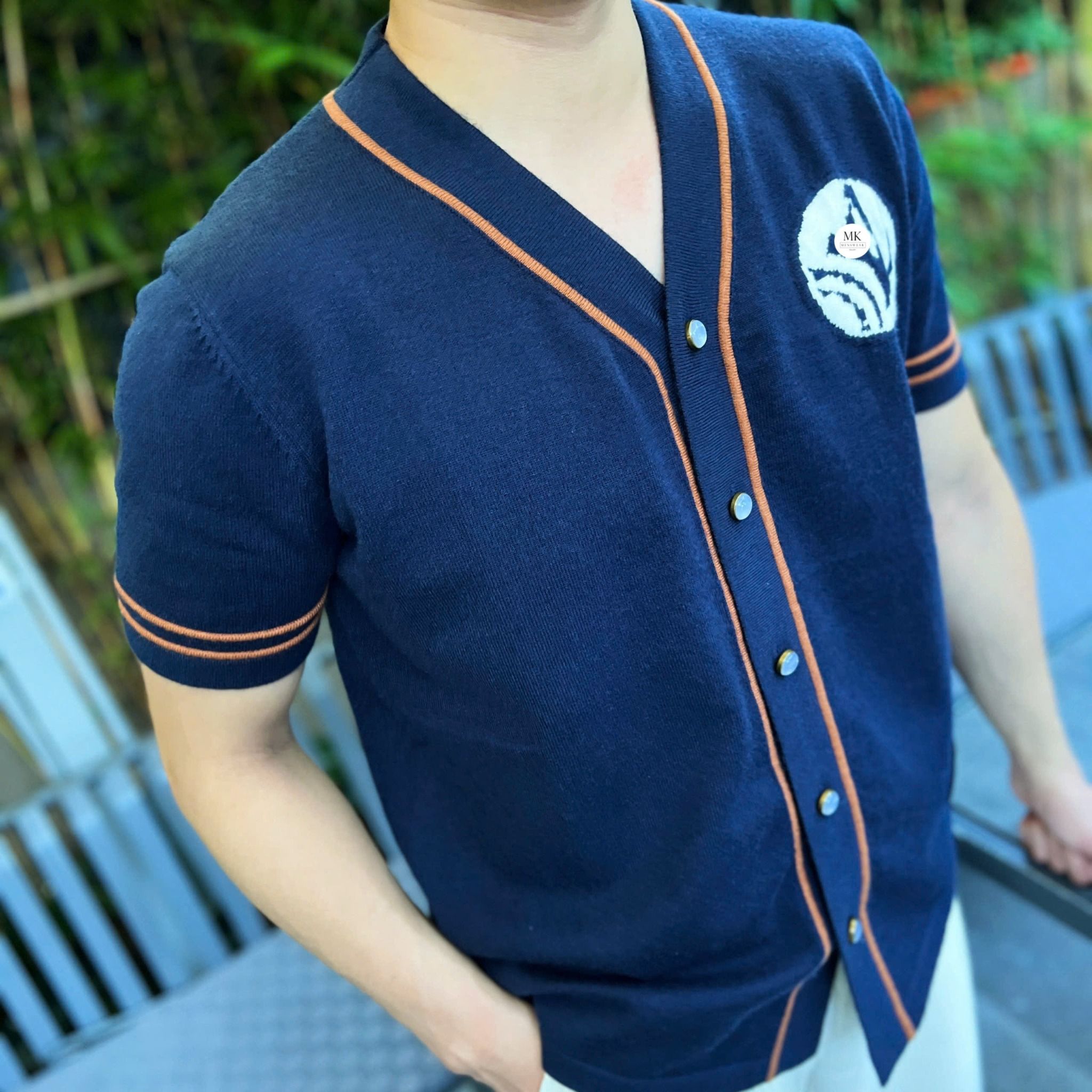  [ẢNH THẬT] Áo Len Ngắn Tay Nam Cúc Cài Hoạt Tiết 