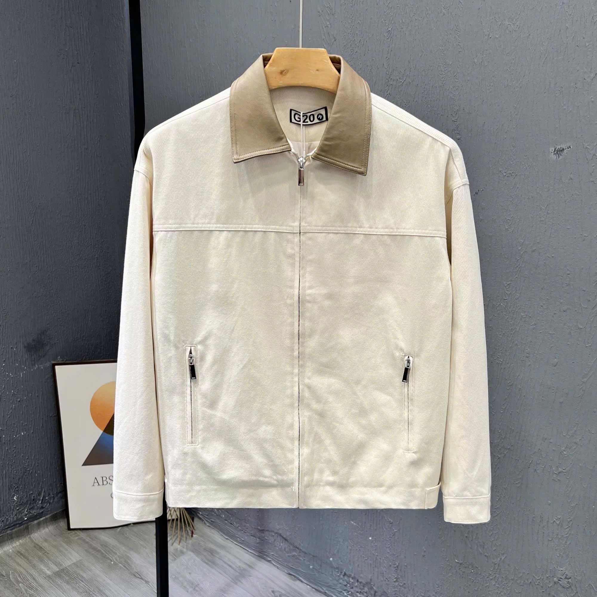  [ẢNH THẬT] Áo Khoác Kaki Nam Phối Cổ Da 8081 