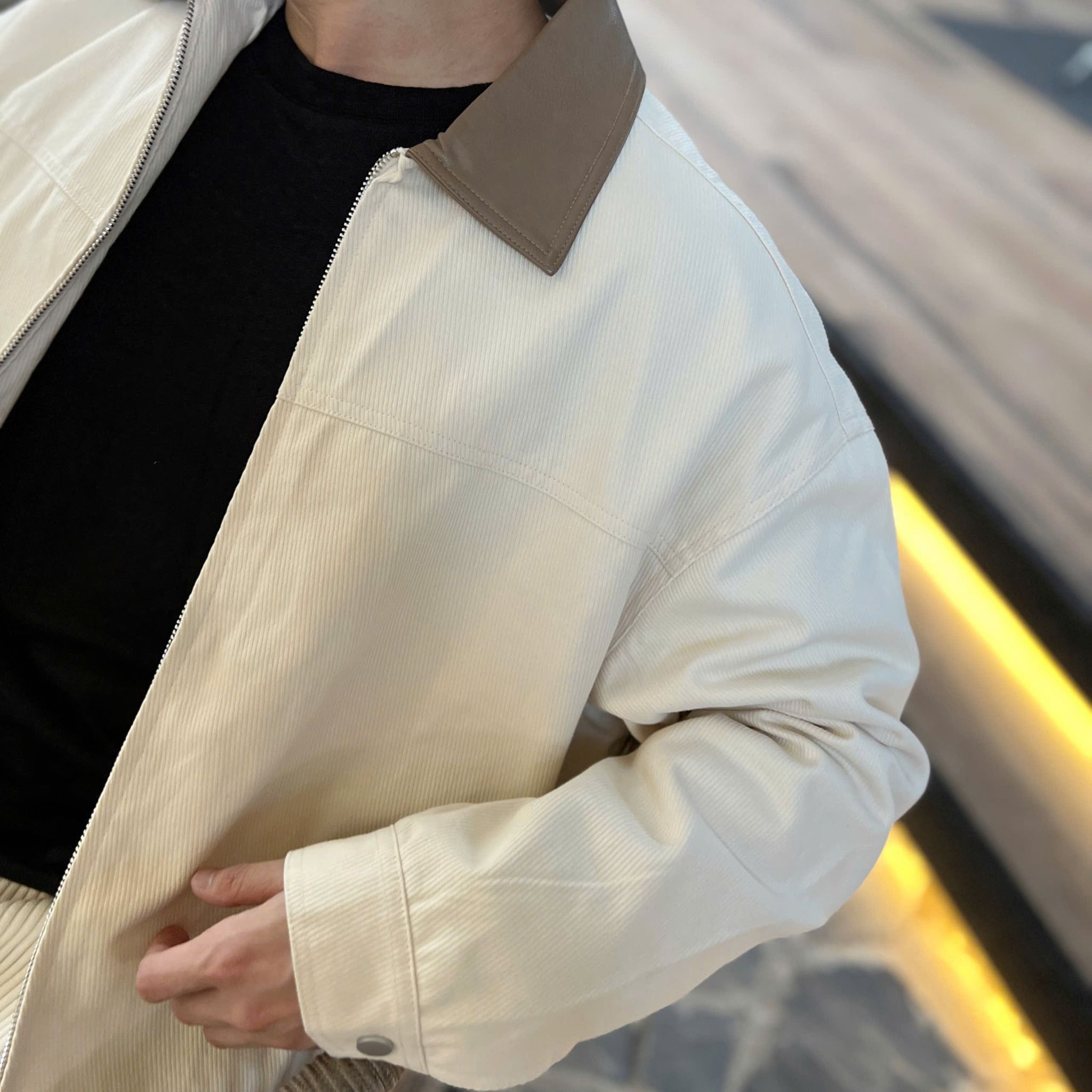  [ẢNH THẬT] Áo Khoác Kaki Nam Phối Cổ Da 8081 