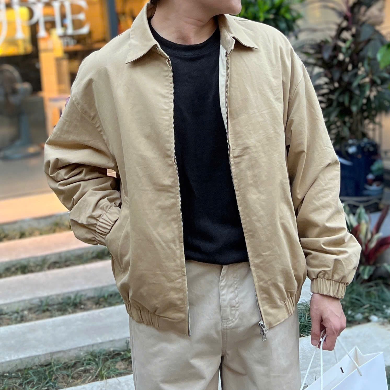  [ẢNH THẬT] Áo Khoác Kaki Nam Trơn Cổ Bẻ 25522 