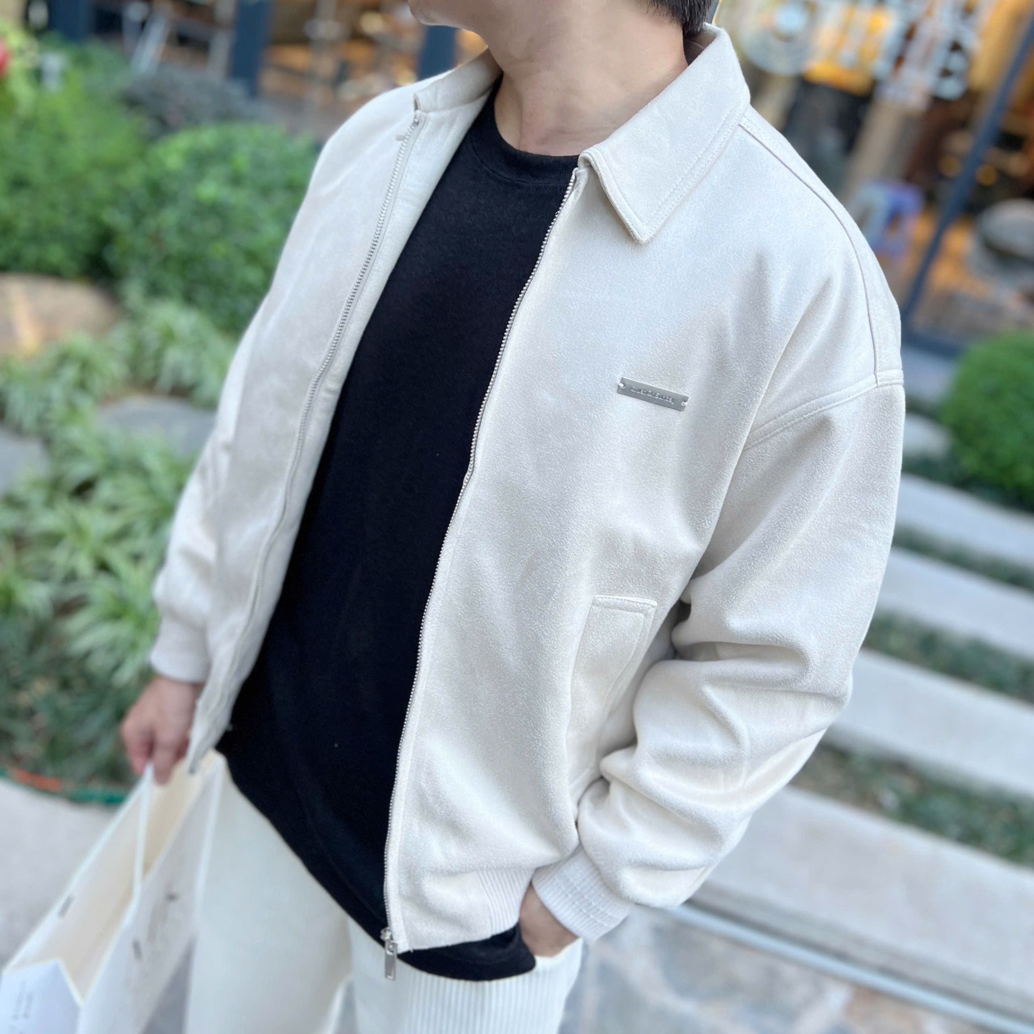  [ẢNH THẬT] Áo Khoác Da Lộn Nam Cải Khuy Ngực Cổ Bẻ 8075 