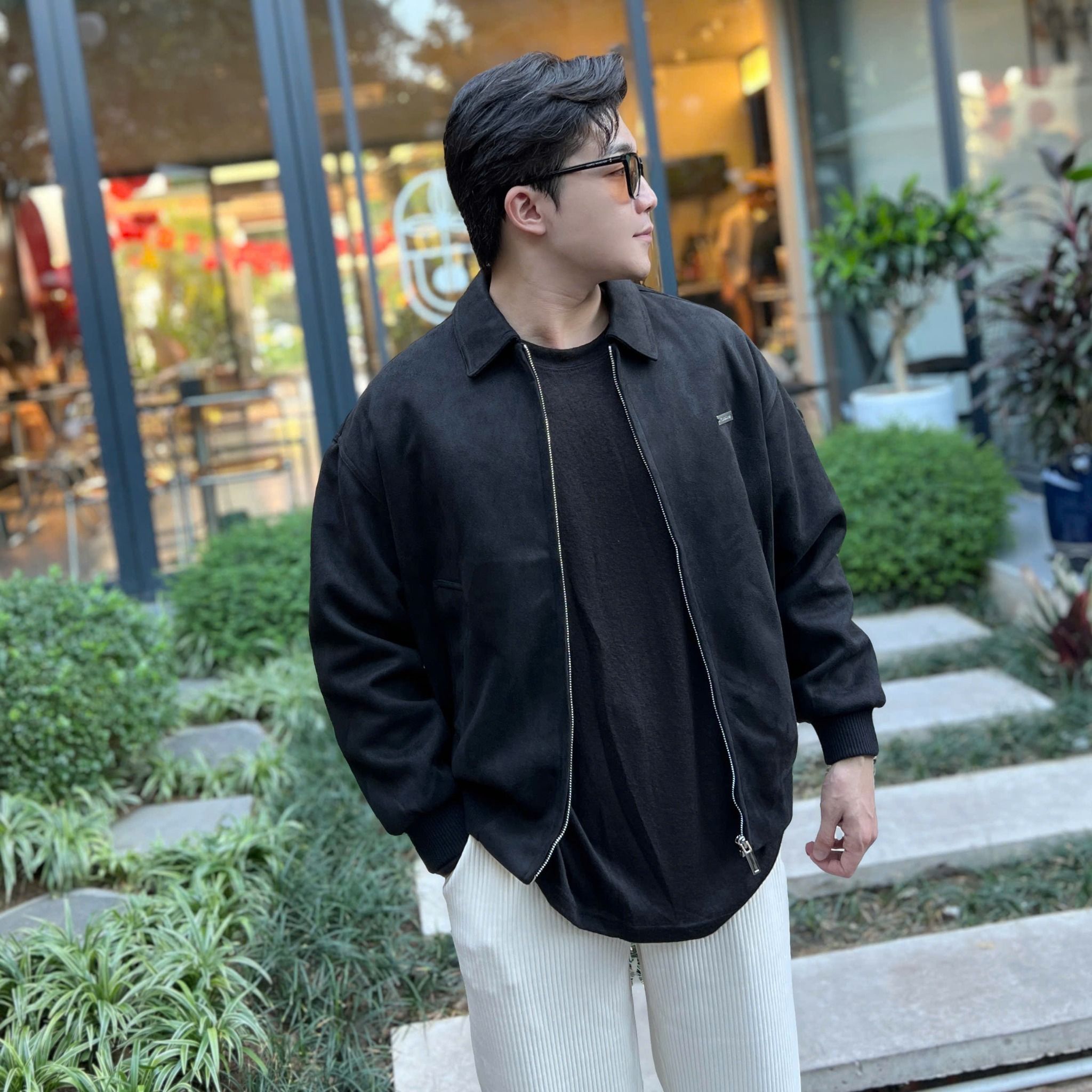  [ẢNH THẬT] Áo Khoác Da Lộn Nam Cải Khuy Ngực Cổ Bẻ 8075 