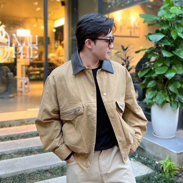  [ẢNH THẬT] Áo Khoác Jean Nam Phối Cổ Da 25517 