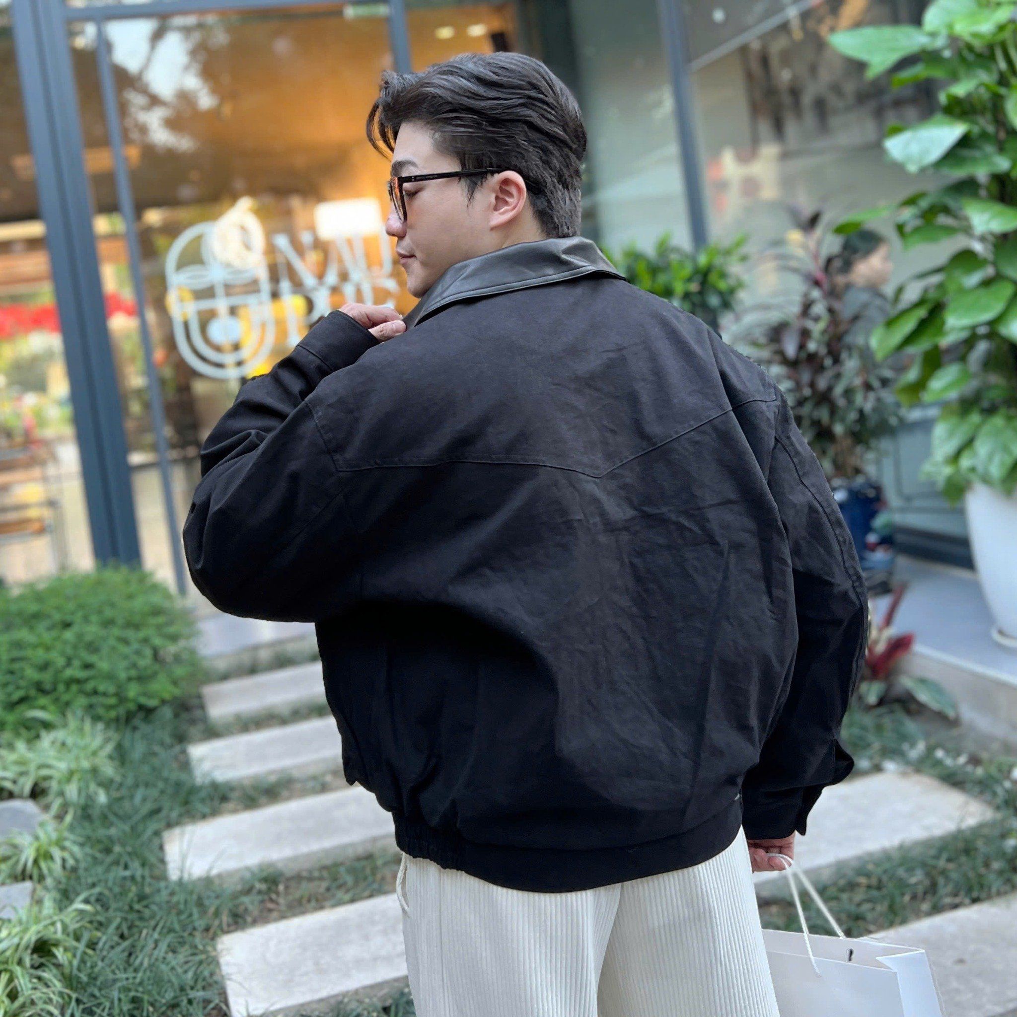  [ẢNH THẬT] Áo Khoác Jean Nam Phối Cổ Da 25517 