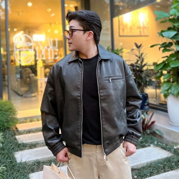  [ẢNH THẬT] Áo Khoác Da Nam Cao Cấp Túi Ngực Khoá 25519 