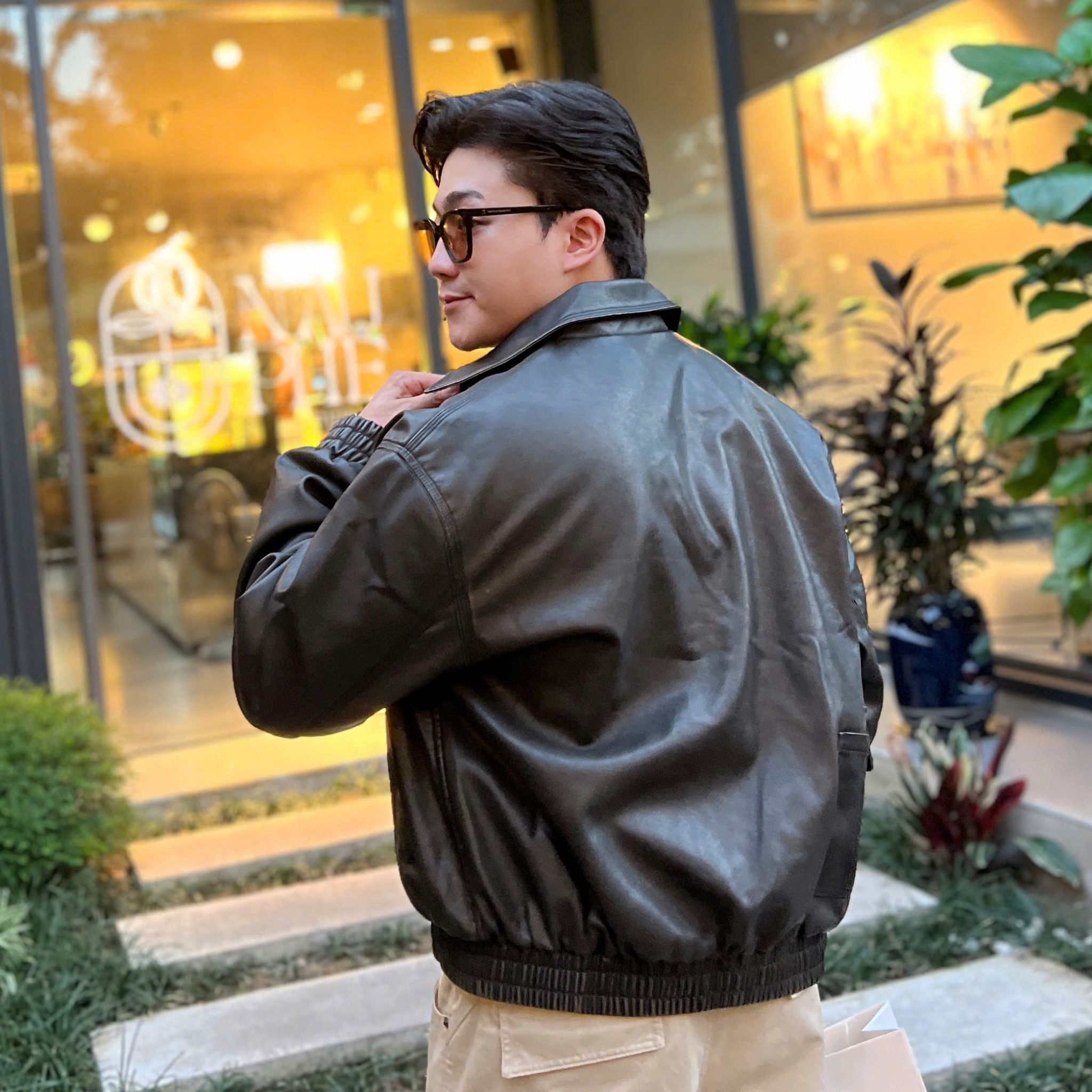  [ẢNH THẬT] Áo Khoác Da Nam Cao Cấp Túi Ngực Khoá 25519 