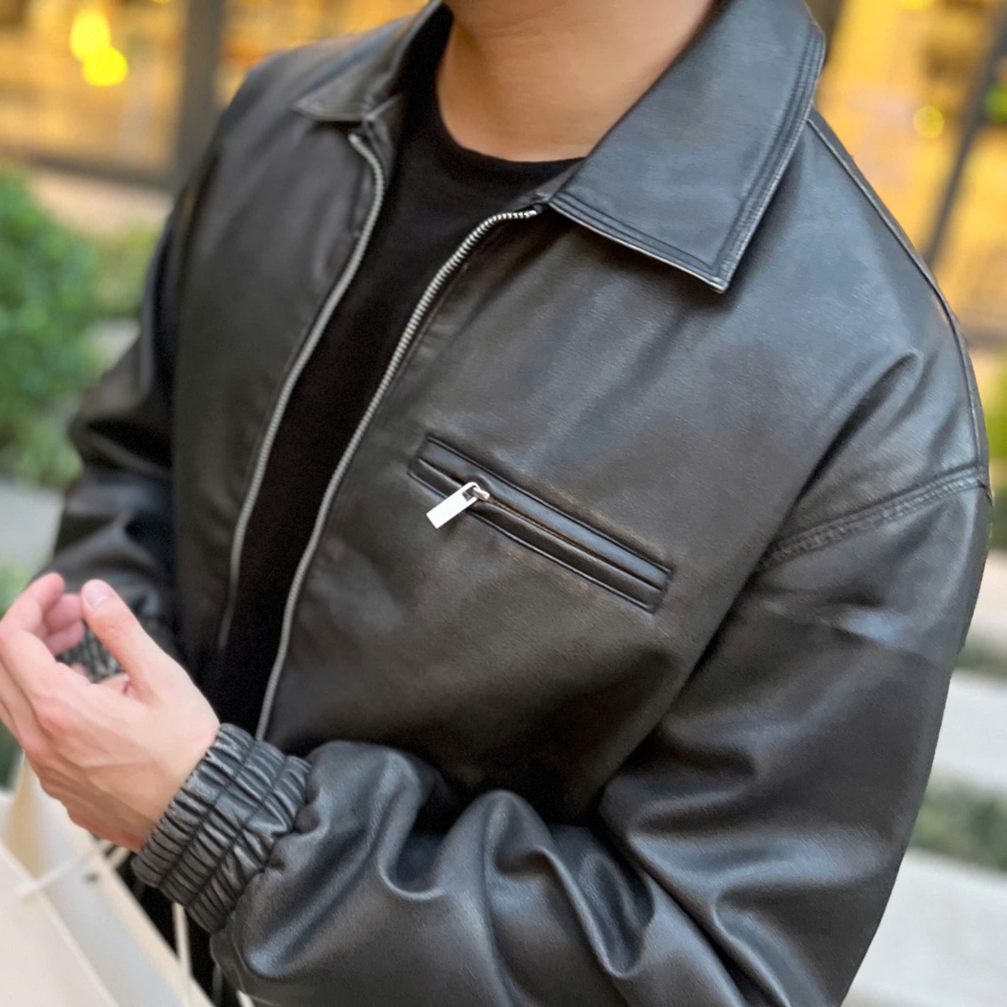  [ẢNH THẬT] Áo Khoác Da Nam Cao Cấp Túi Ngực Khoá 25519 