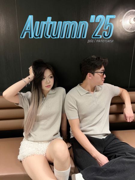  [ẢNH THẬT] Áo Polo Len Ngắn Tay Nam Trơn Cổ V M6138 