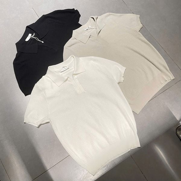  [ẢNH THẬT] Áo Polo Len Ngắn Tay Nam Trơn Cổ V M6138 