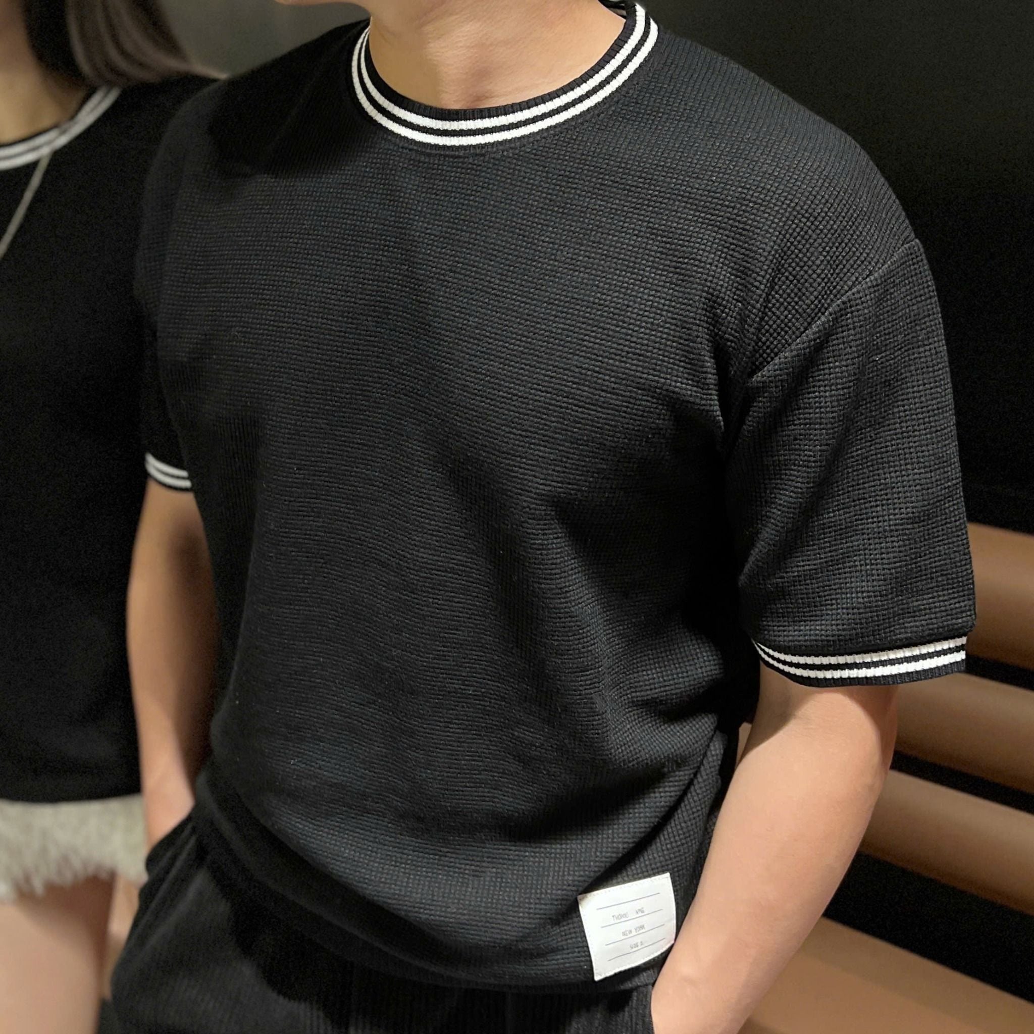  [ẢNH THẬT] Áo Len Ngắn Tay Nam Cải Cổ Và Tay 