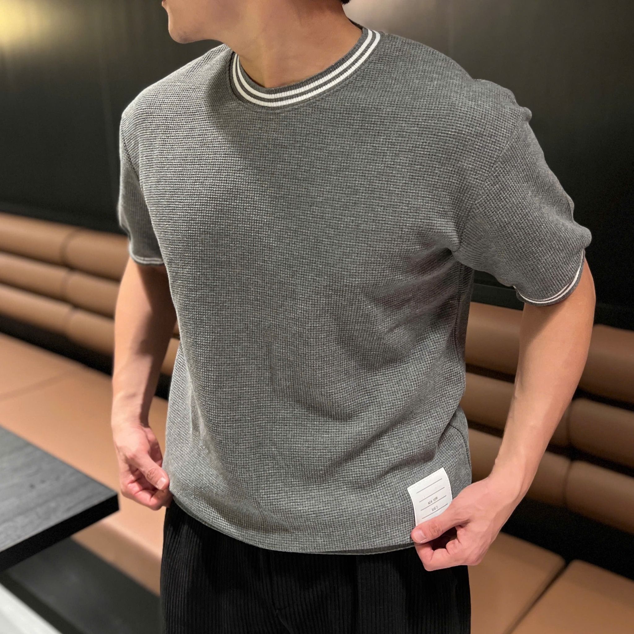  [ẢNH THẬT] Áo Len Ngắn Tay Nam Cải Cổ Và Tay 