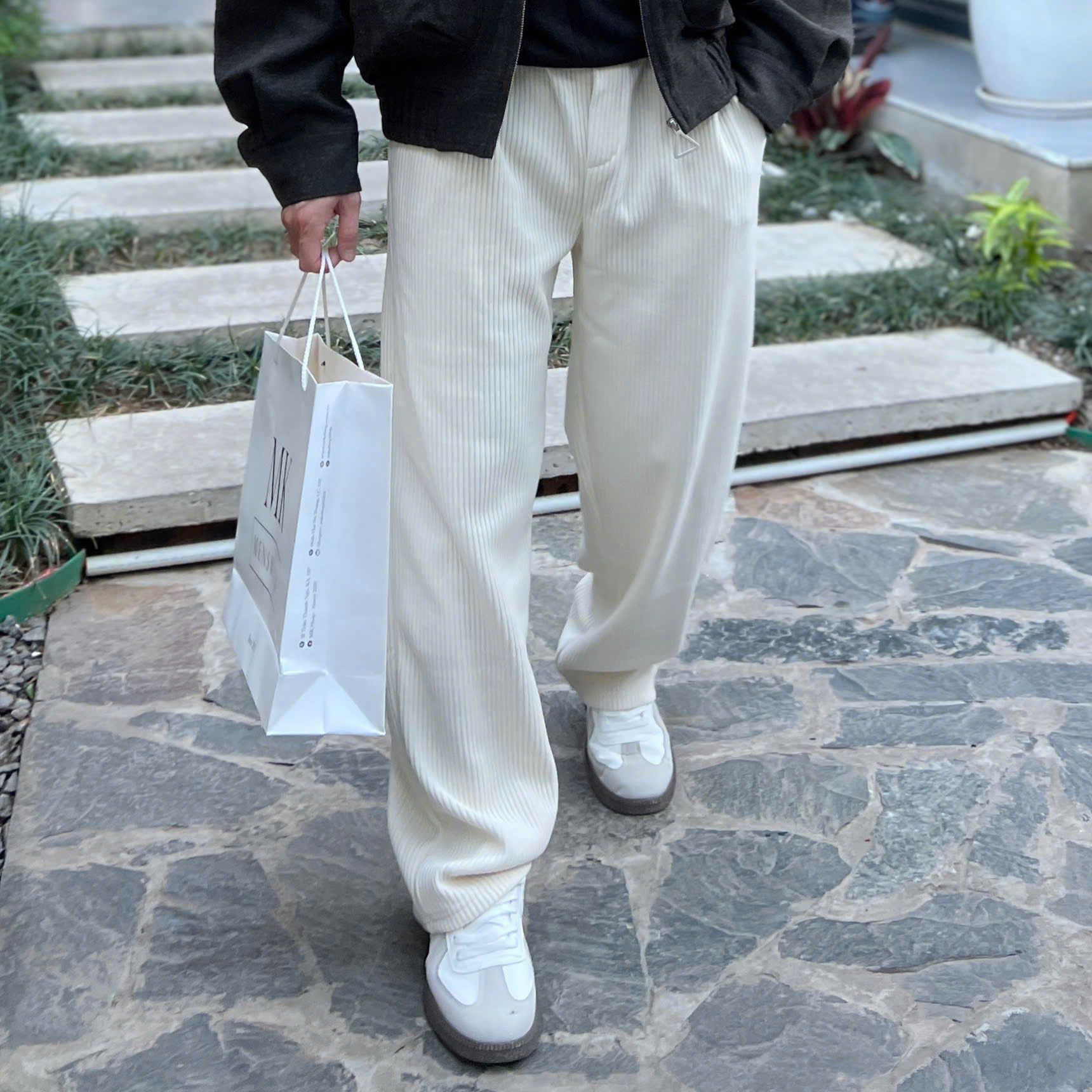  [ẢNH THẬT] Quần Nỉ Nhung Suông Nam Trơn 3097 