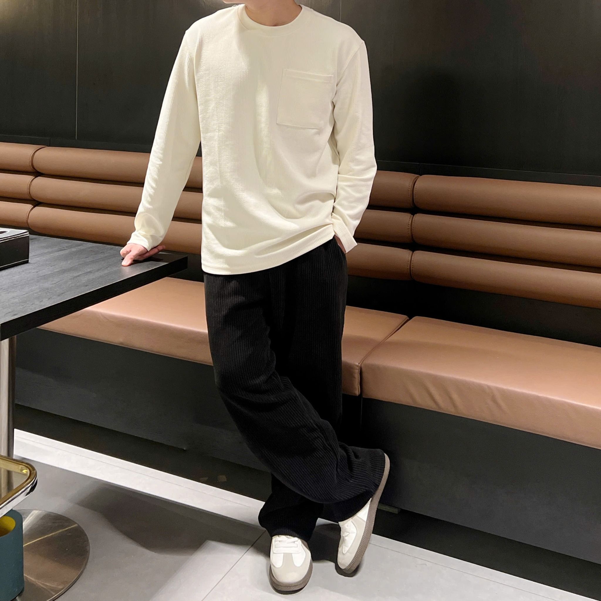  [ẢNH THẬT] Quần Nỉ Nhung Suông Nam Trơn 3097 