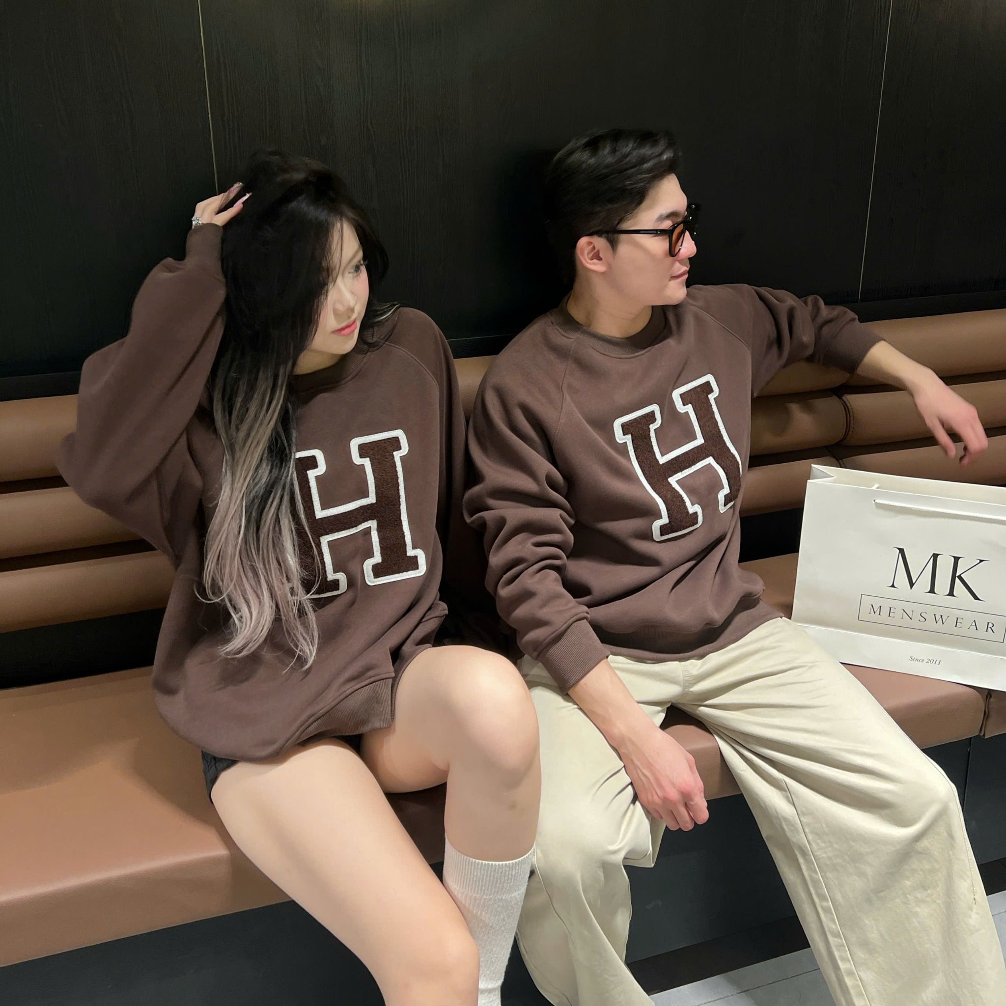  [ẢNH THẬT] Áo Dài Tay Nỉ Nam Nữ Thêu Chữ H 3388 