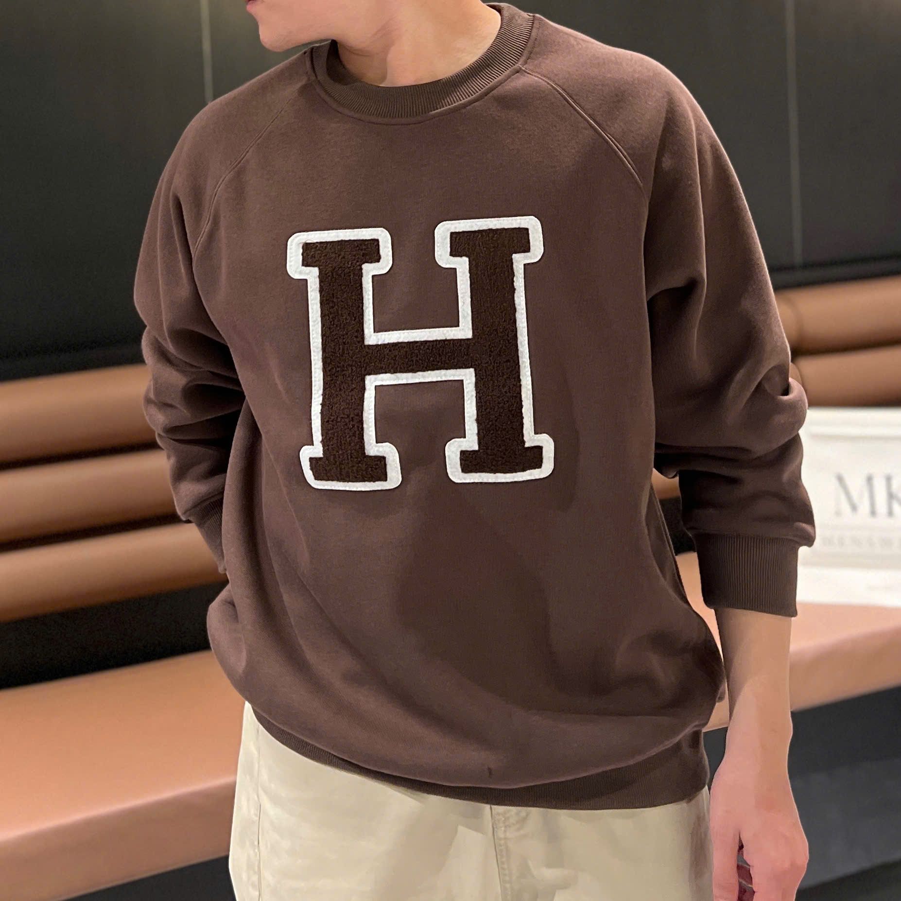  [ẢNH THẬT] Áo Dài Tay Nỉ Nam Nữ Thêu Chữ H 3388 