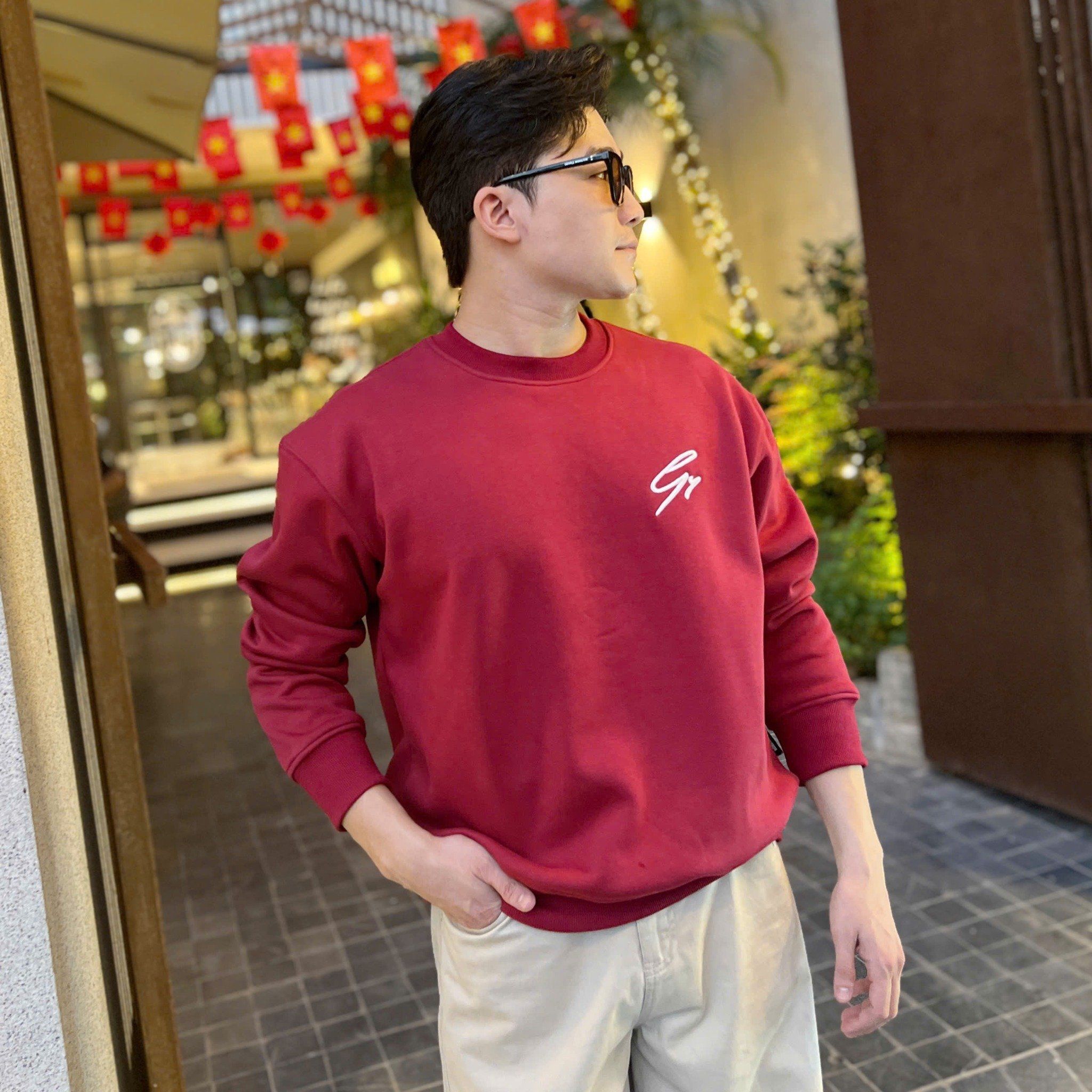  [ẢNH THẬT] Áo DàI Tay Nỉ Nam Chữ Ngực Thêu 3260 