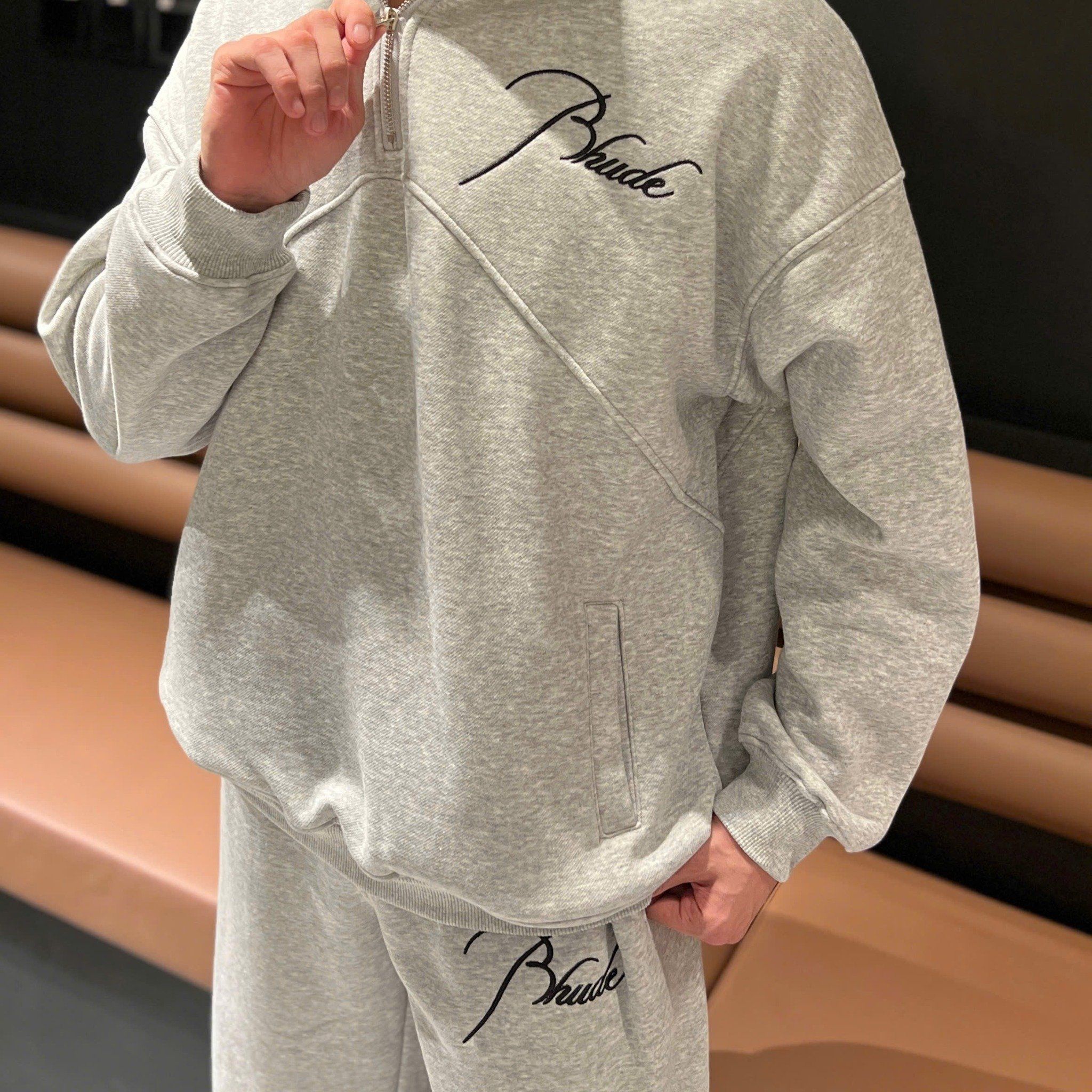  [ẢNH THẬT] Bộ Nỉ Dài Tay Nam Chữ Thêu Bhude 3375 