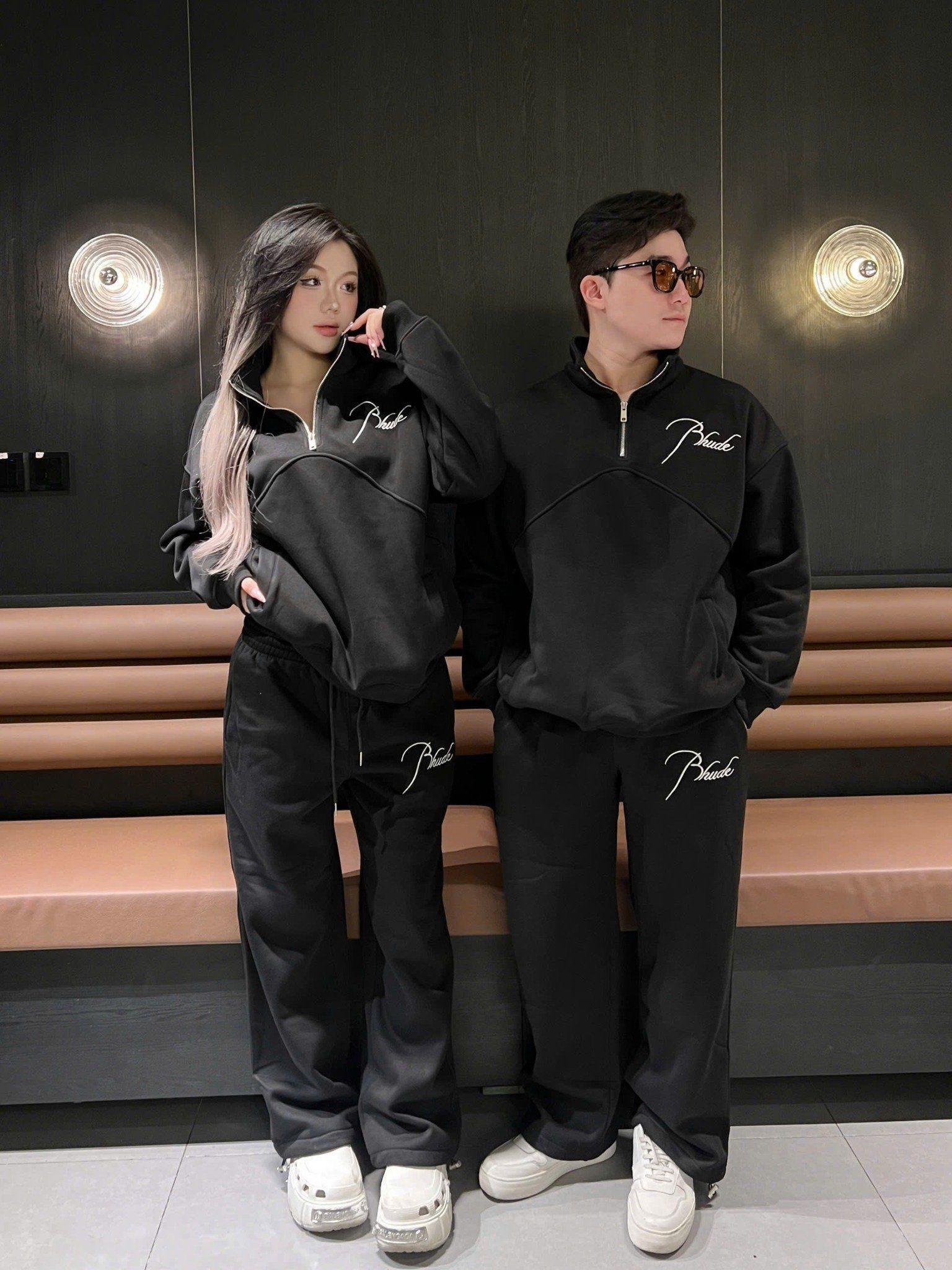  [ẢNH THẬT] Bộ Nỉ Dài Tay Nam Chữ Thêu Bhude 3375 