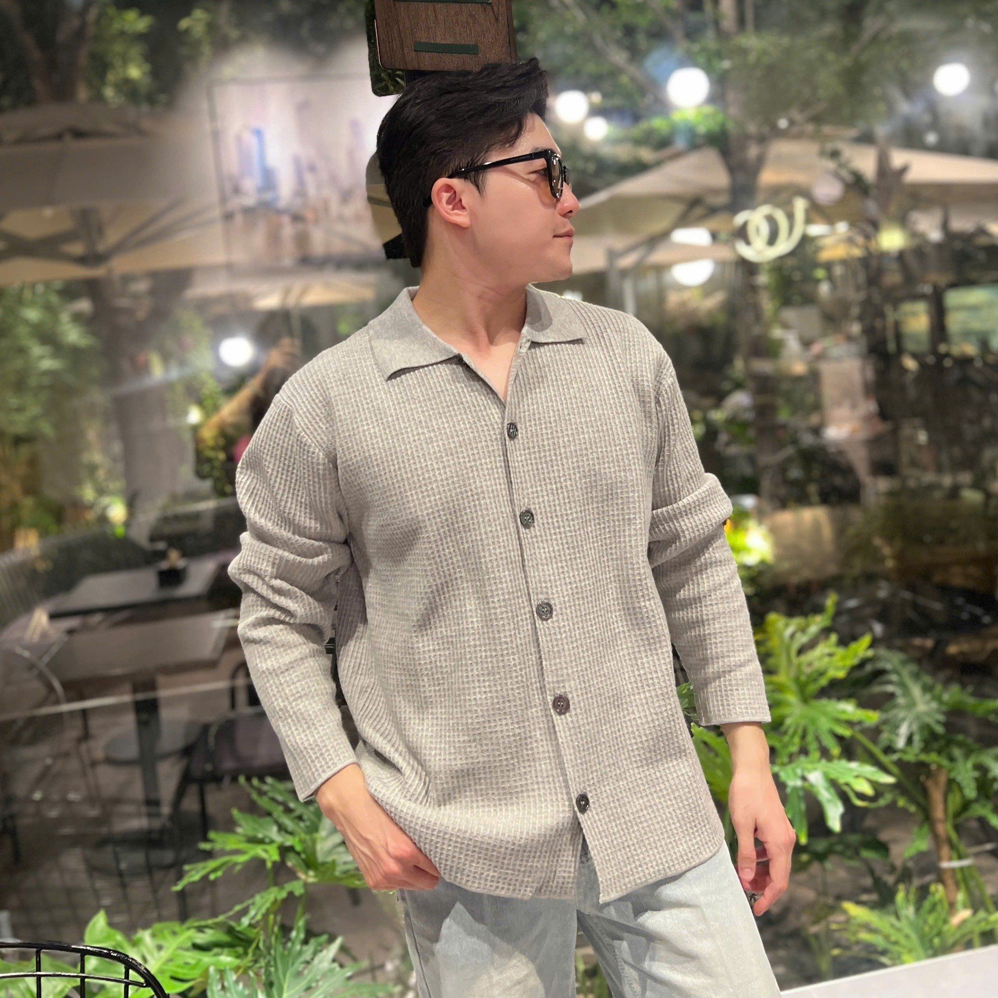  [ẢNH THẬT]  Polo Len Dài Tay Nam Cúc Cài M057 