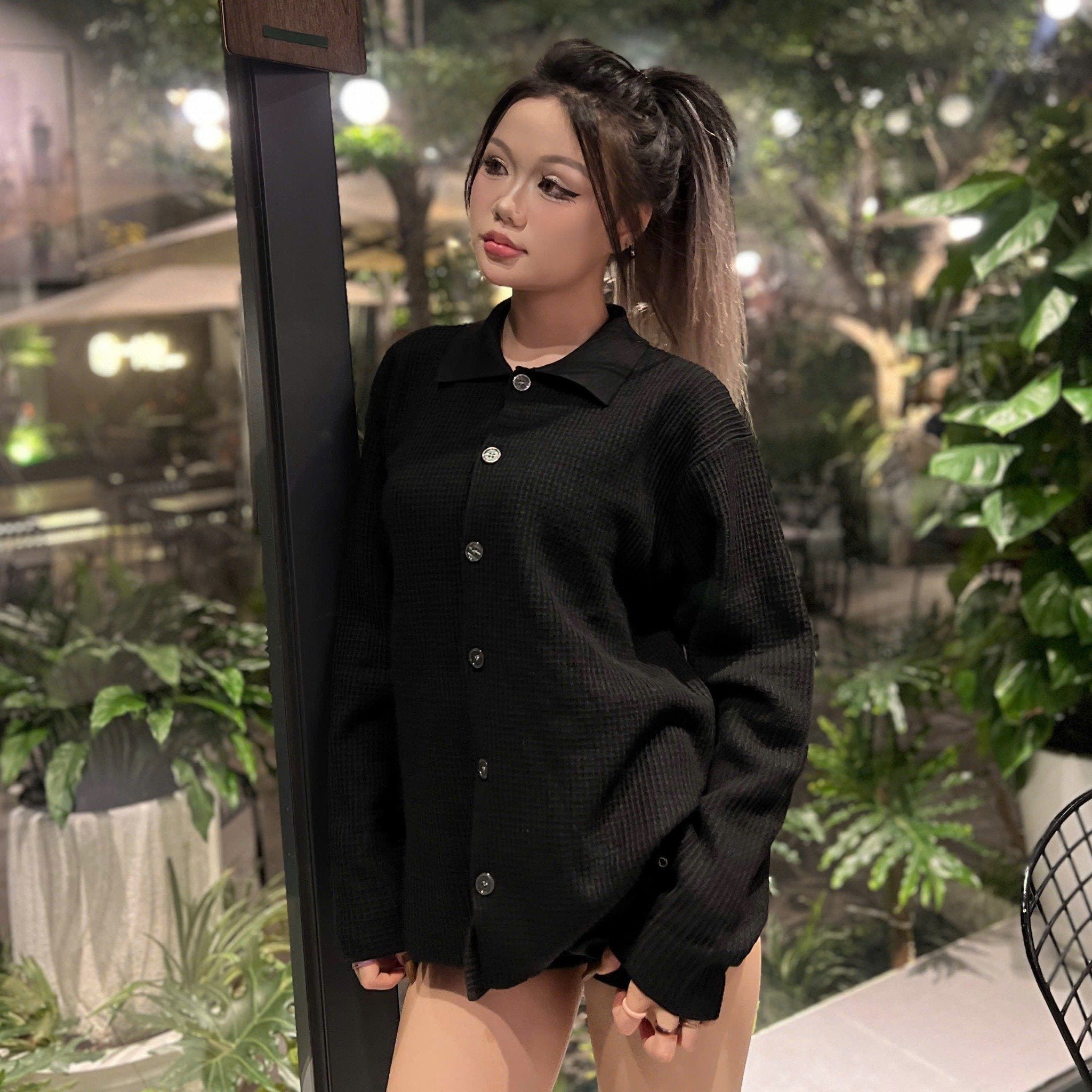  [ẢNH THẬT]  Polo Len Dài Tay Nam Cúc Cài M057 