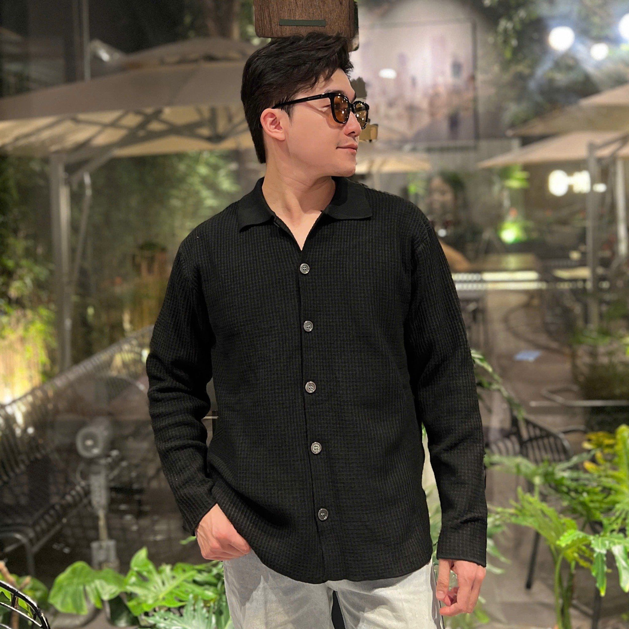  [ẢNH THẬT]  Polo Len Dài Tay Nam Cúc Cài M057 