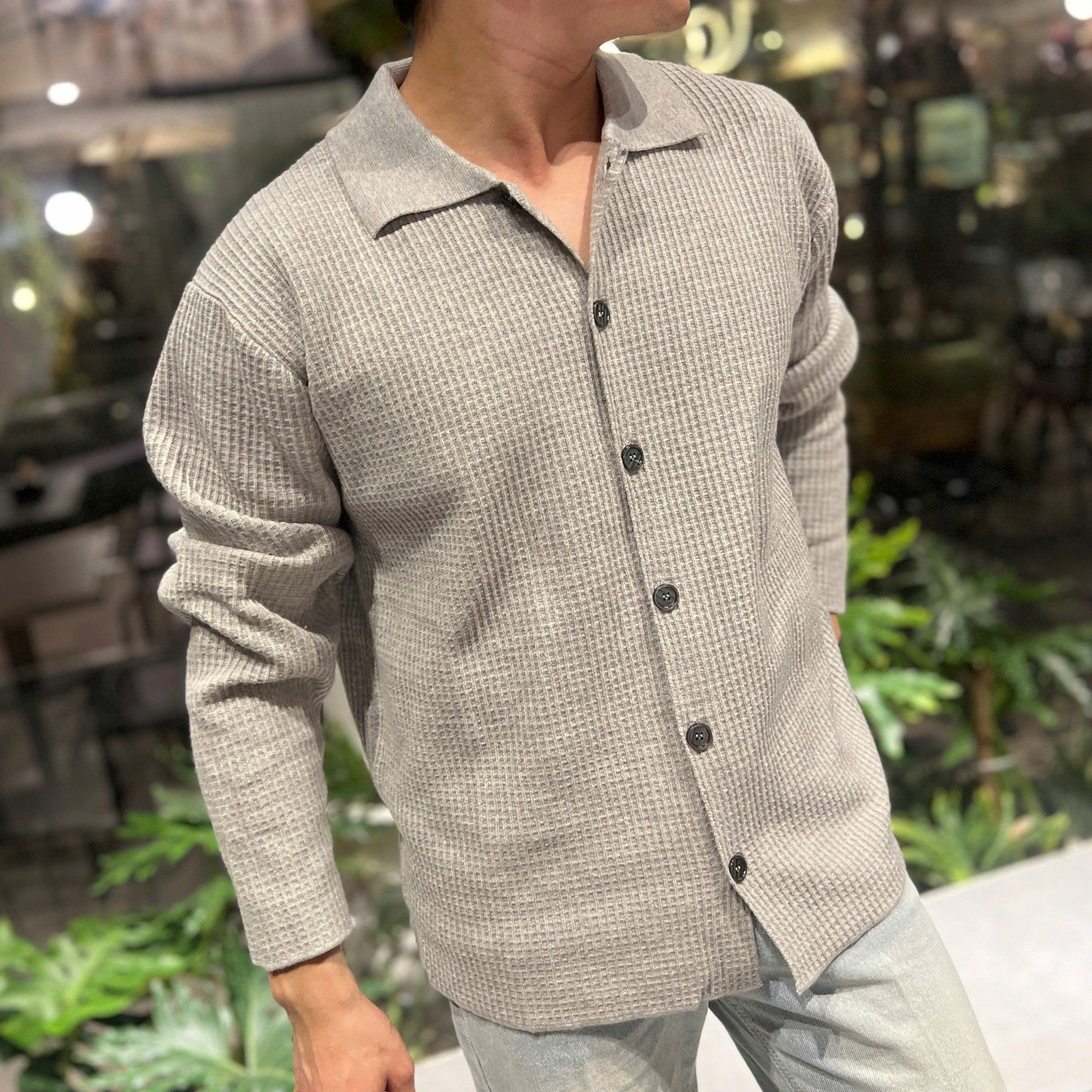  [ẢNH THẬT]  Polo Len Dài Tay Nam Cúc Cài M057 