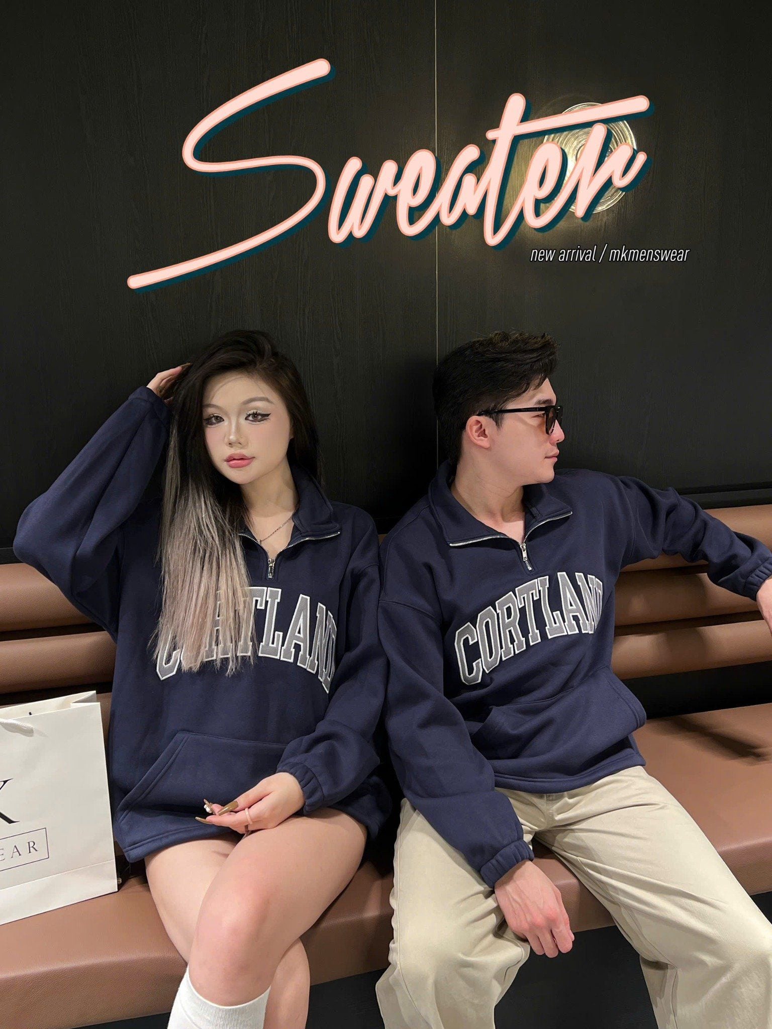  [ẢNH THẬT] Áo Dài Tay Nỉ Nam Nữ Chữ Ngực Khoá Cổ 3387 