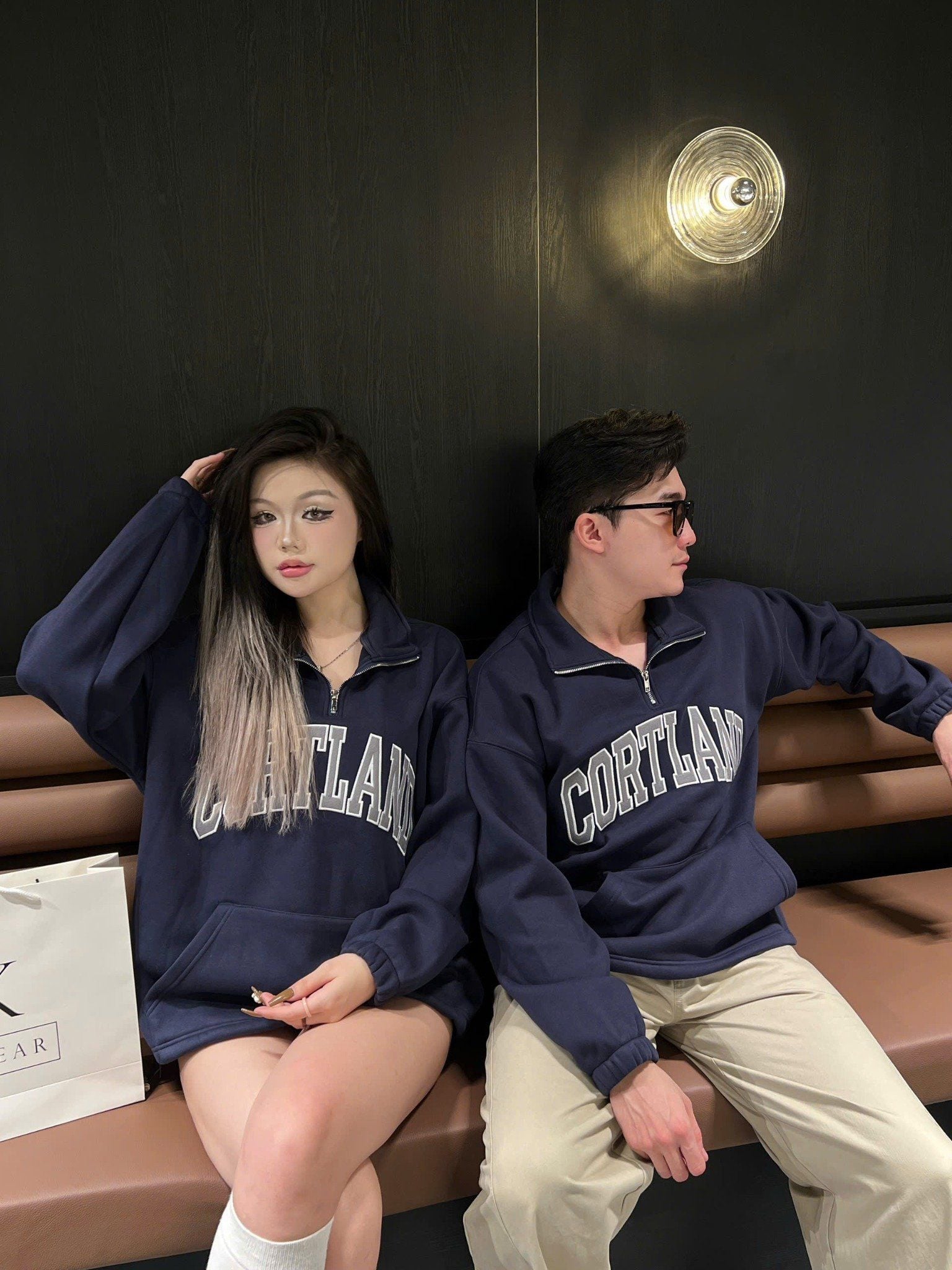  [ẢNH THẬT] Áo Dài Tay Nỉ Nam Nữ Chữ Ngực Khoá Cổ 3387 