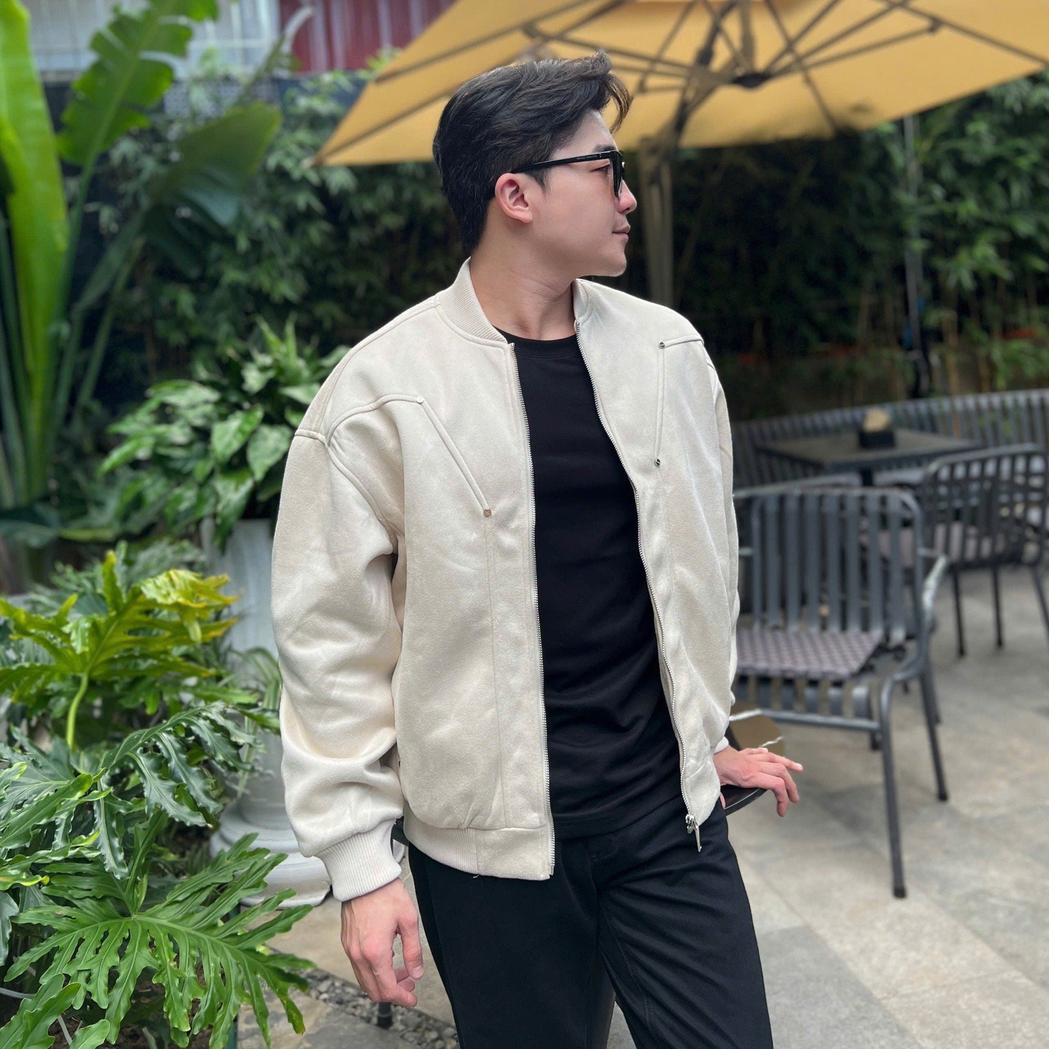  [ẢNH THẬT]  Áo Khoác Da Lộn Nam Phối Khuy 8052 