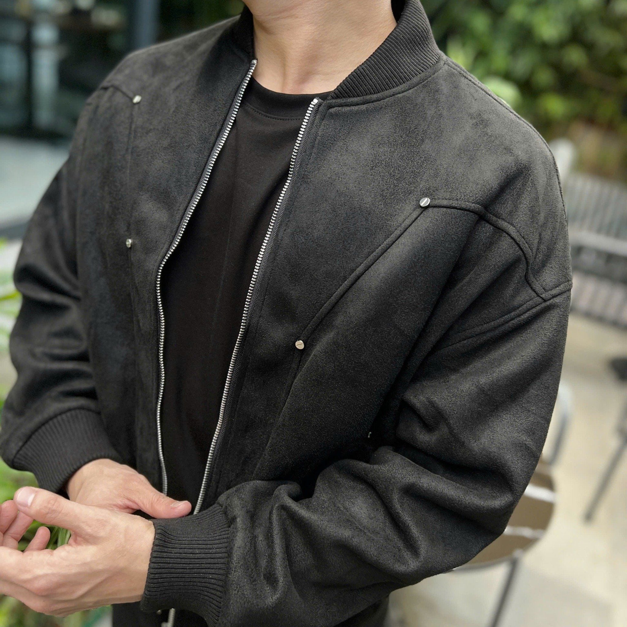  [ẢNH THẬT]  Áo Khoác Da Lộn Nam Phối Khuy 8052 