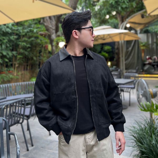  [ẢNH THẬT] Áo Khoác Da Lộn Nam Phối Cổ Da 8076 