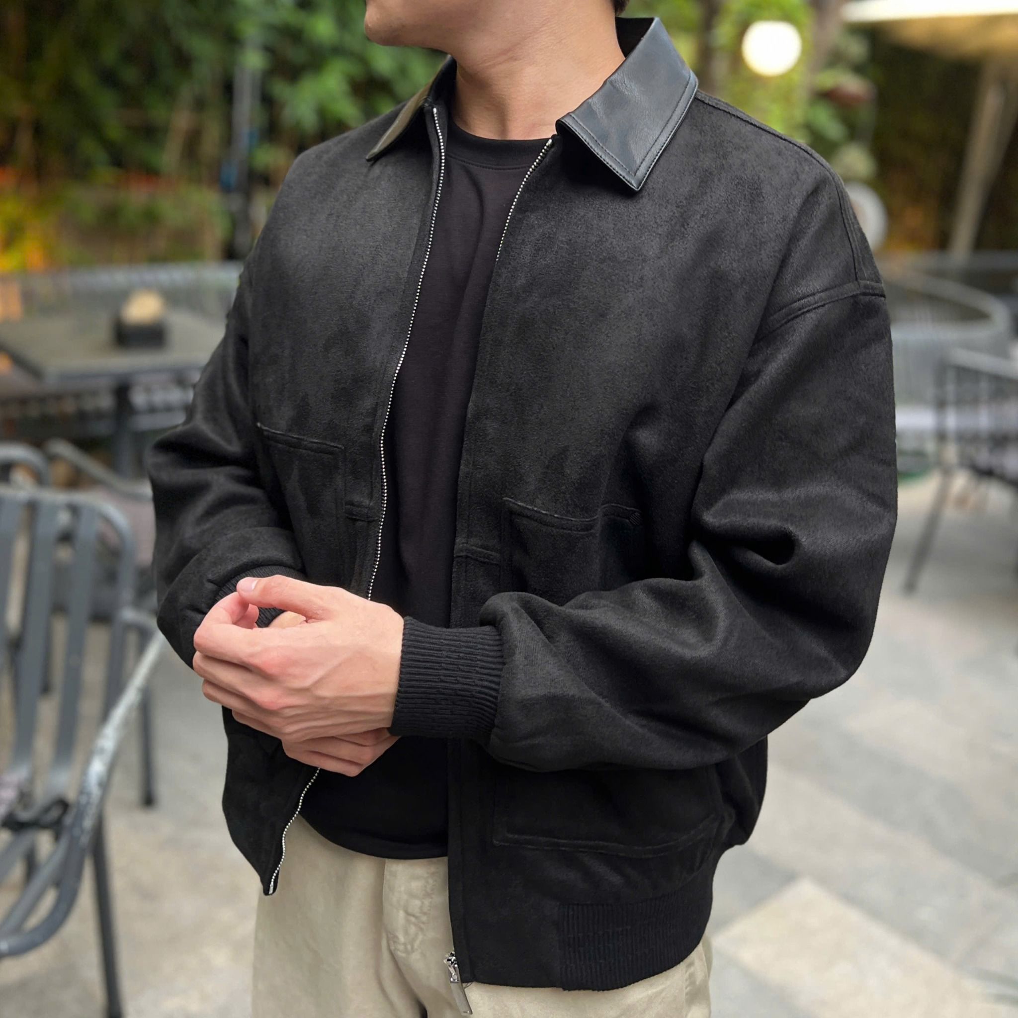  [ẢNH THẬT] Áo Khoác Da Lộn Nam Phối Cổ Da 8076 