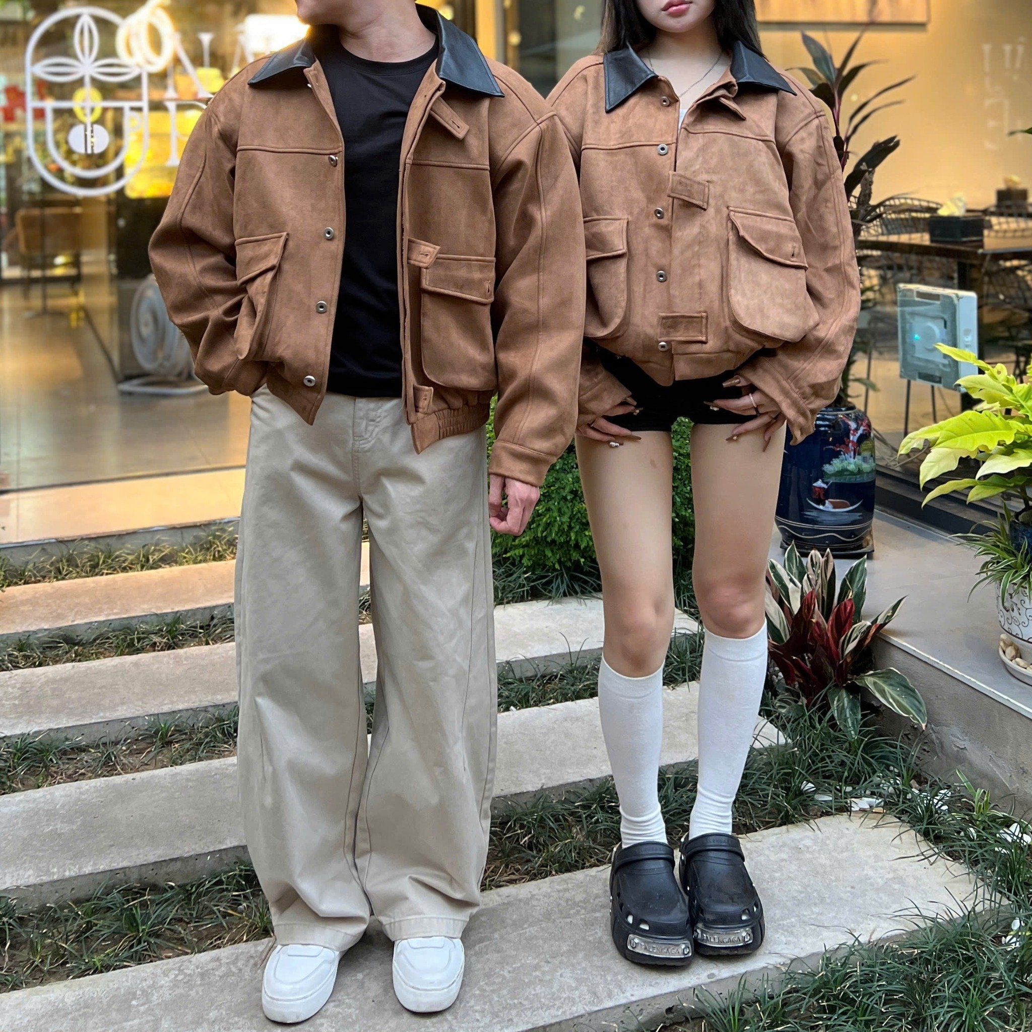  [ẢNH THẬT] Áo Khoác Da Lộn Nam Phối Cổ Da 2501 