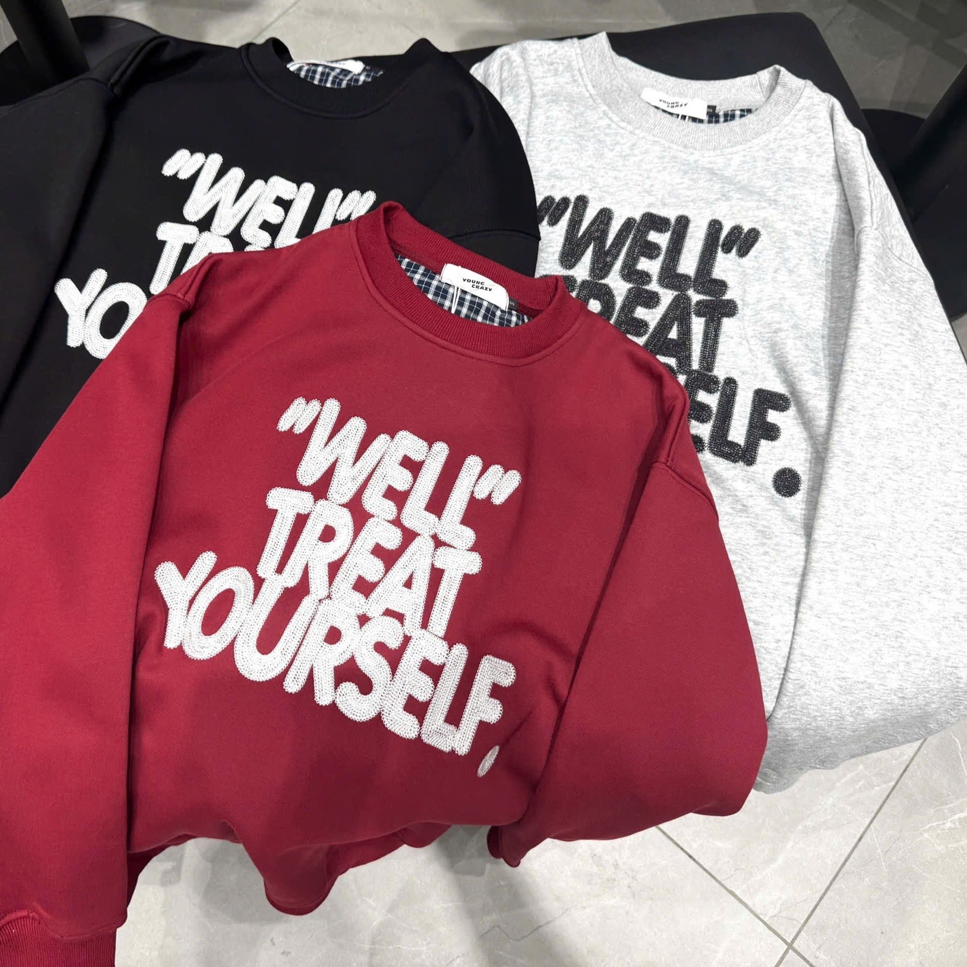  [ẢNH THẬT] Áo Nỉ Dài Tay Nam Thêu Chữ Ngực 3389 