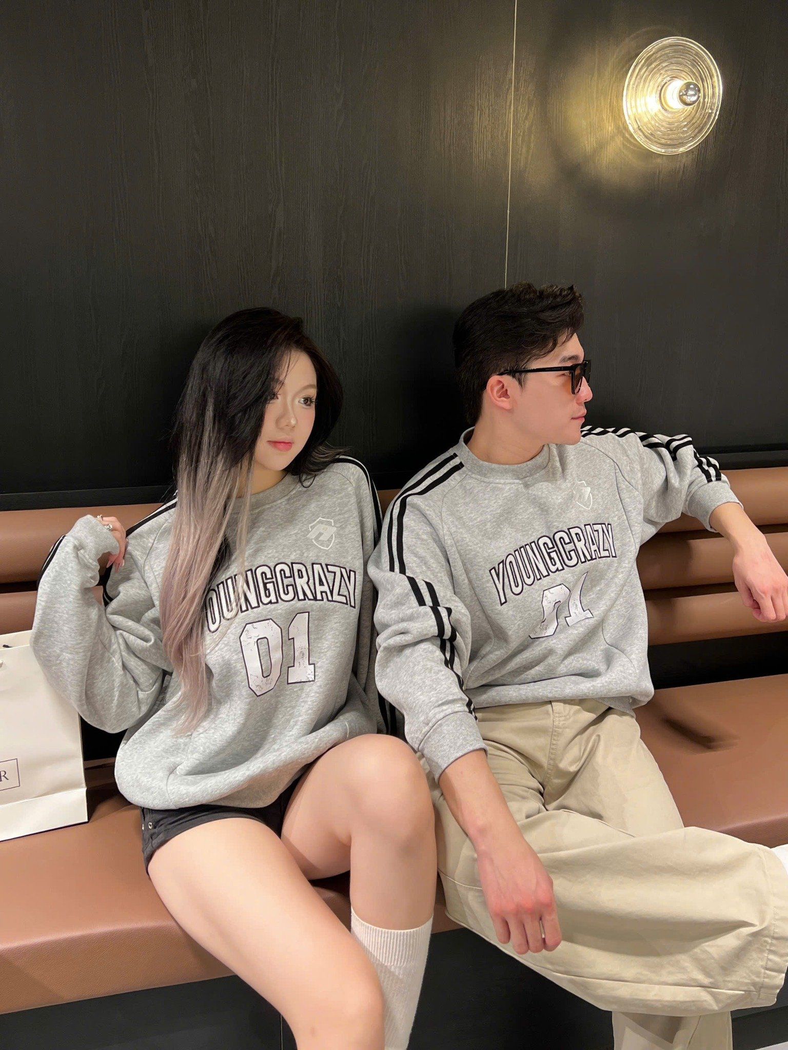  [ẢNH THẬT] Áo Dài Tay Nỉ Nam Sọc Tay Chữ Thêu 3331 