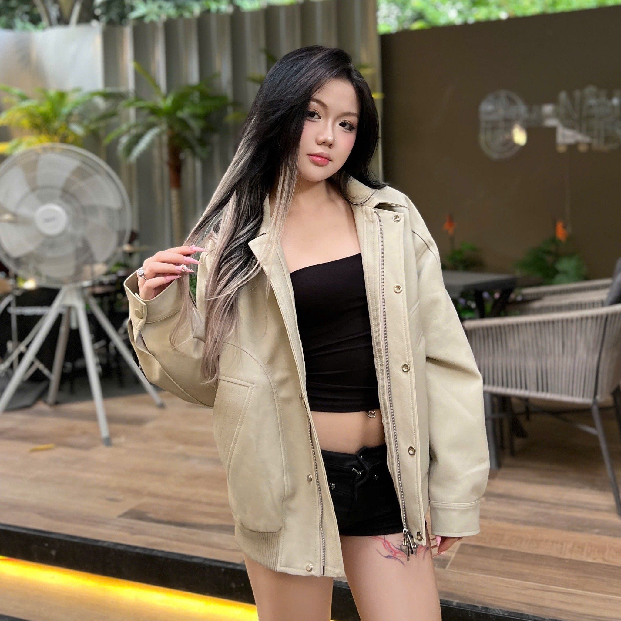  [ẢNH THẬT] Áo Khoác Da Nam Trơn Cổ Bẻ A569 