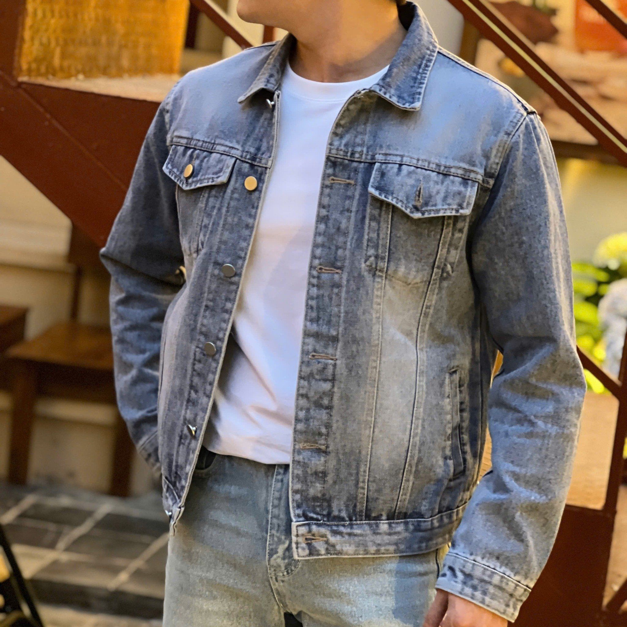  [ẢNH THẬT] Áo Khoác Denim Nam KAF Trơn 25 