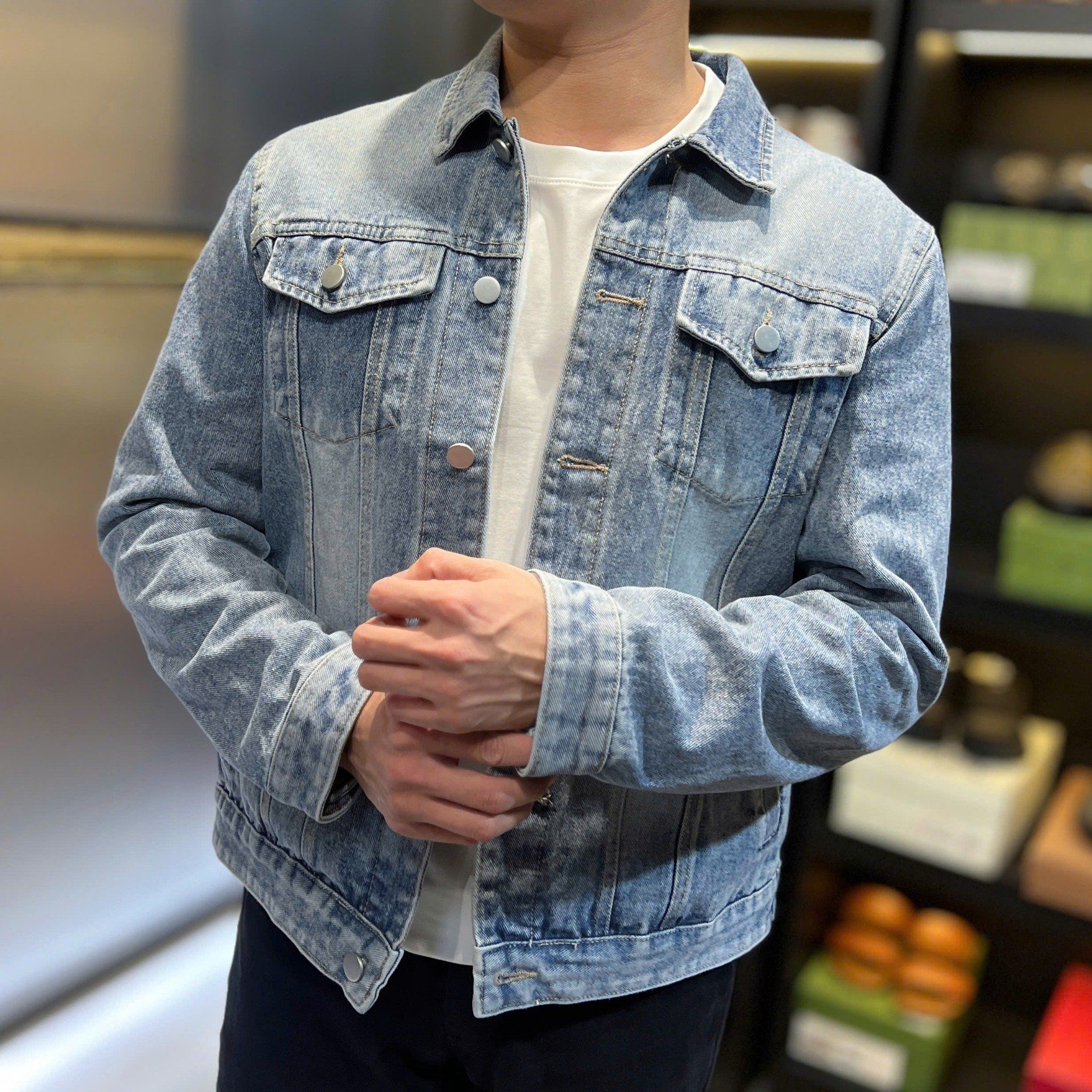  [ẢNH THẬT] Áo Khoác Denim Nam KAF Trơn 25 