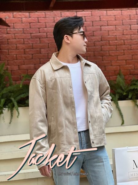  [ẢNH THẬT] Áo Khoác Da Lộn Nam Cổ Bẻ Trơn KAF 25 