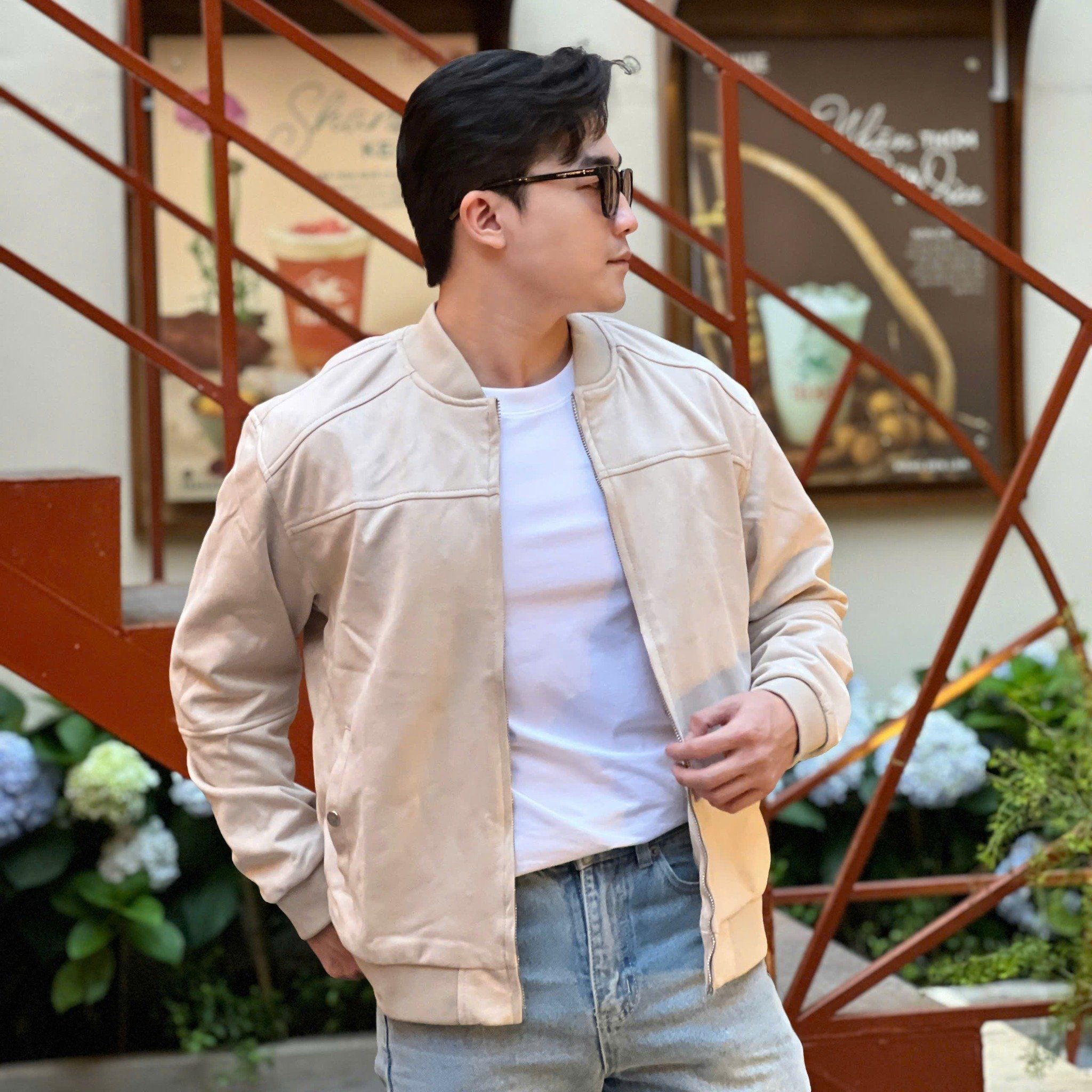  [ẢNH THẬT] Áo Khoác Bomber Da Lộn Nam Trơn KAF 25 