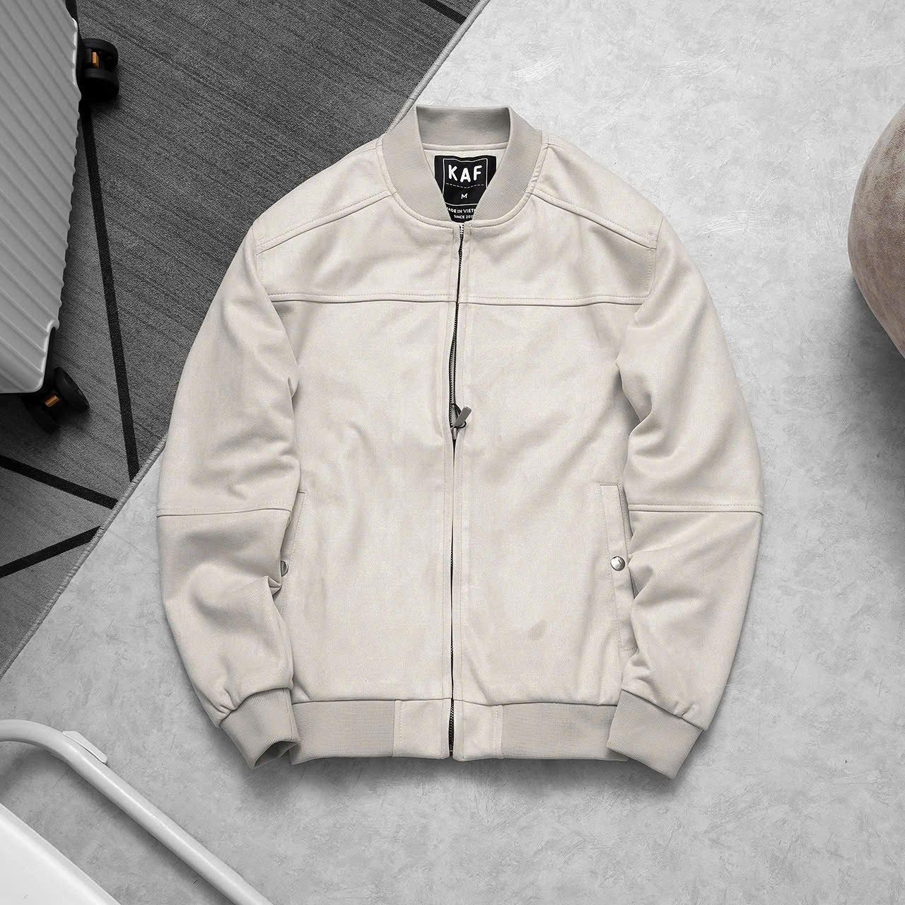  [ẢNH THẬT] Áo Khoác Bomber Da Lộn Nam Trơn KAF 25 